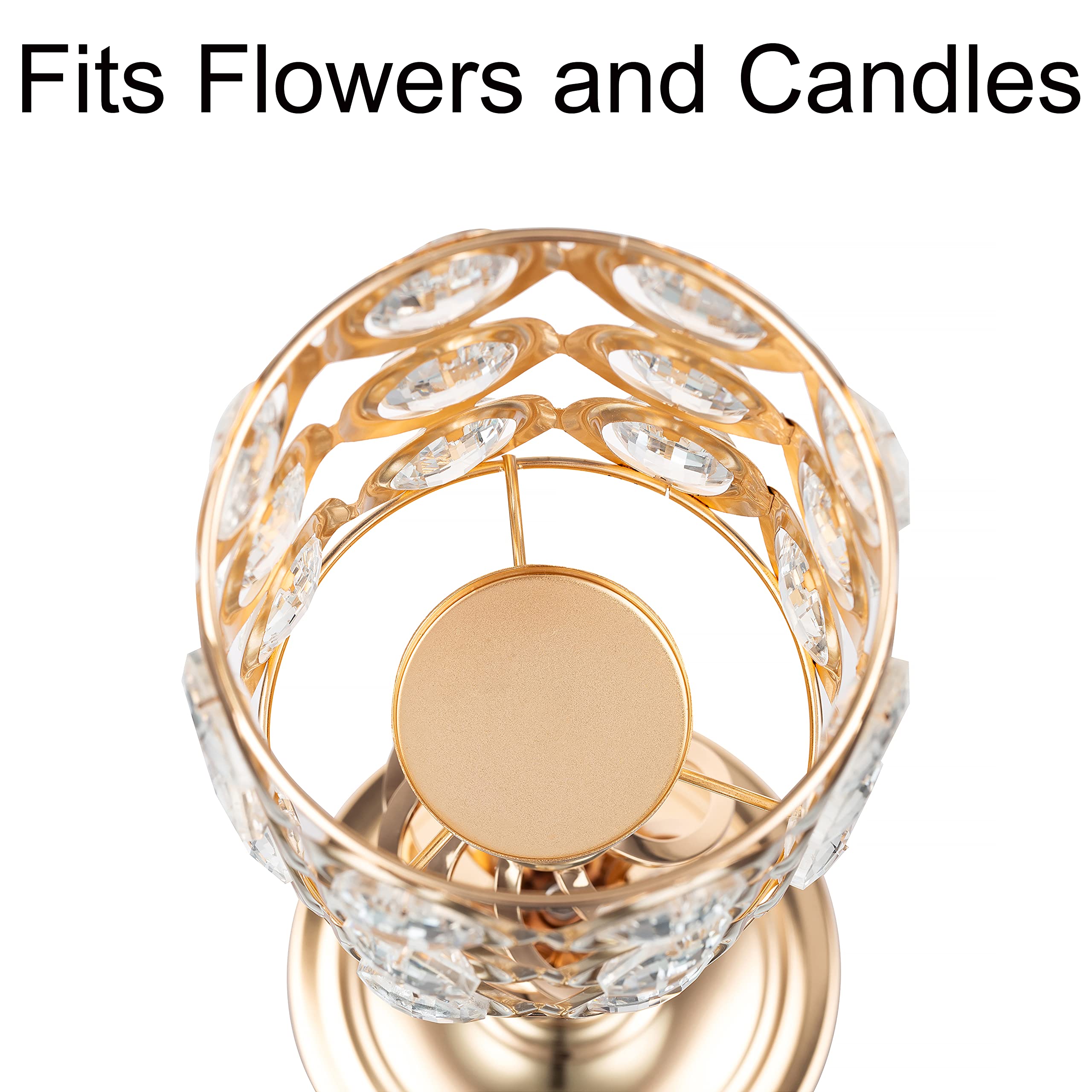 Elegant Gold Tall Vases for Wedding Centerpieces - Set of 2 with Crystal Bling Stones, Metal Flower Stand for Birthday, Anniversary, Party Decor - Perfect for Table Decorations, Home Decor & Special Events