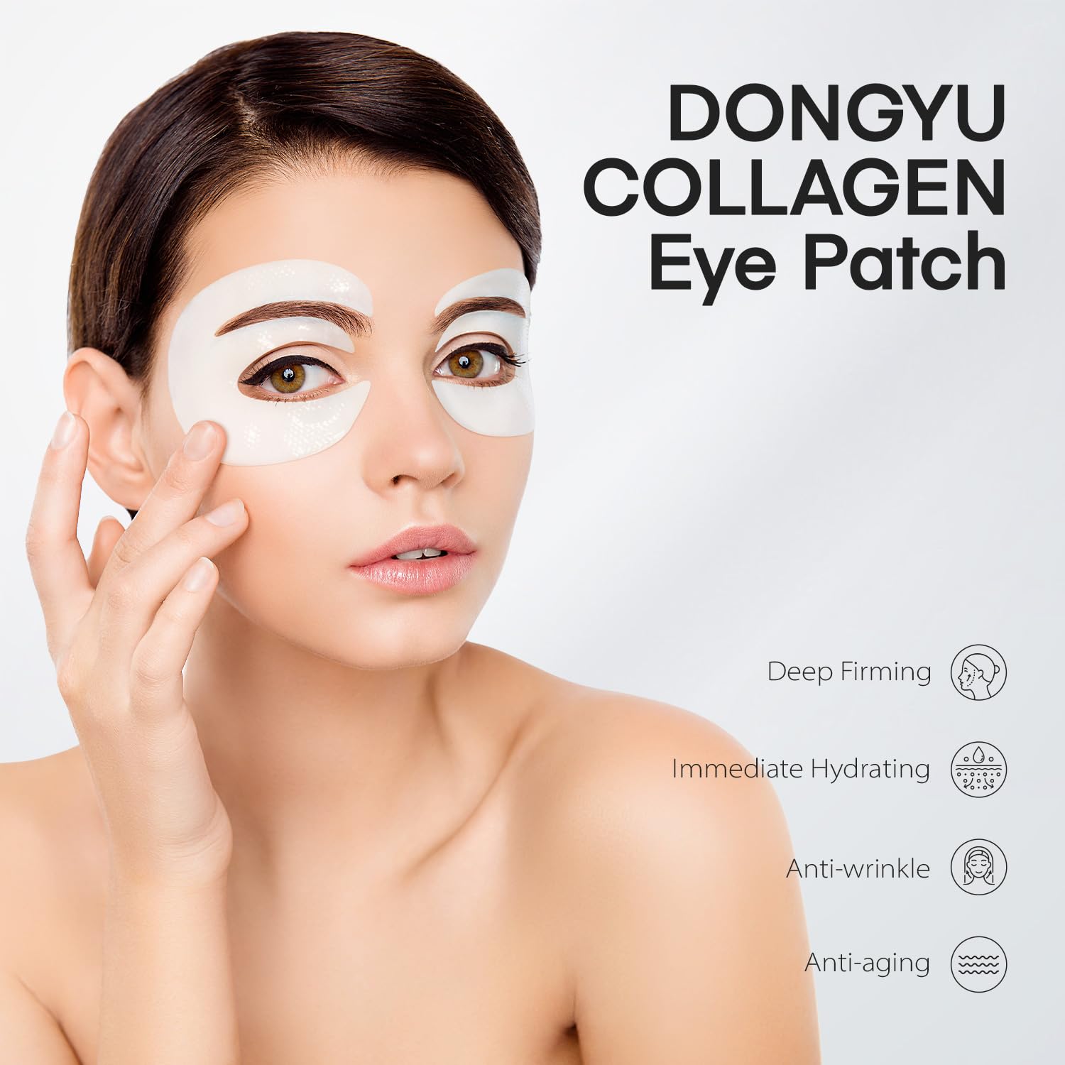 Dongyu Collagen Under Eye Patches - Overnight Eye Gel Mask with Caffeine, Peptides & Niacinamide - Reduce Dark Circles, Puffiness & Eye Bags - Anti-Wrinkle Treatment for Smile Lines - 6 Pcs - Perfect for Nighttime Skincare & Travel Essentials