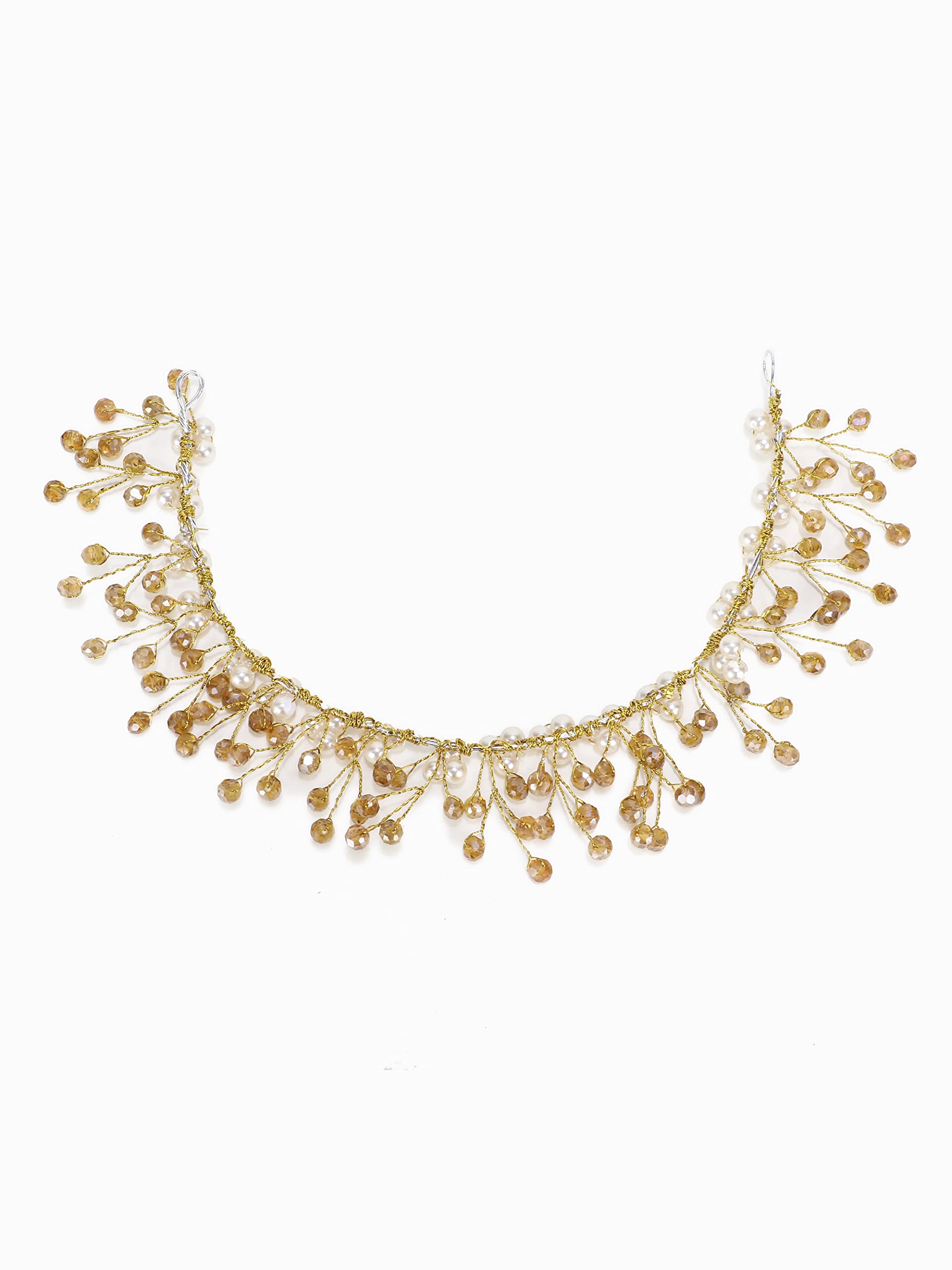 FIMBUL Pearl Yellow Crystal Hair Vine Headpiece - Bridal Headdress & Hair Pins for Women and Girls - Perfect for Weddings, Proms, and Special Occasions