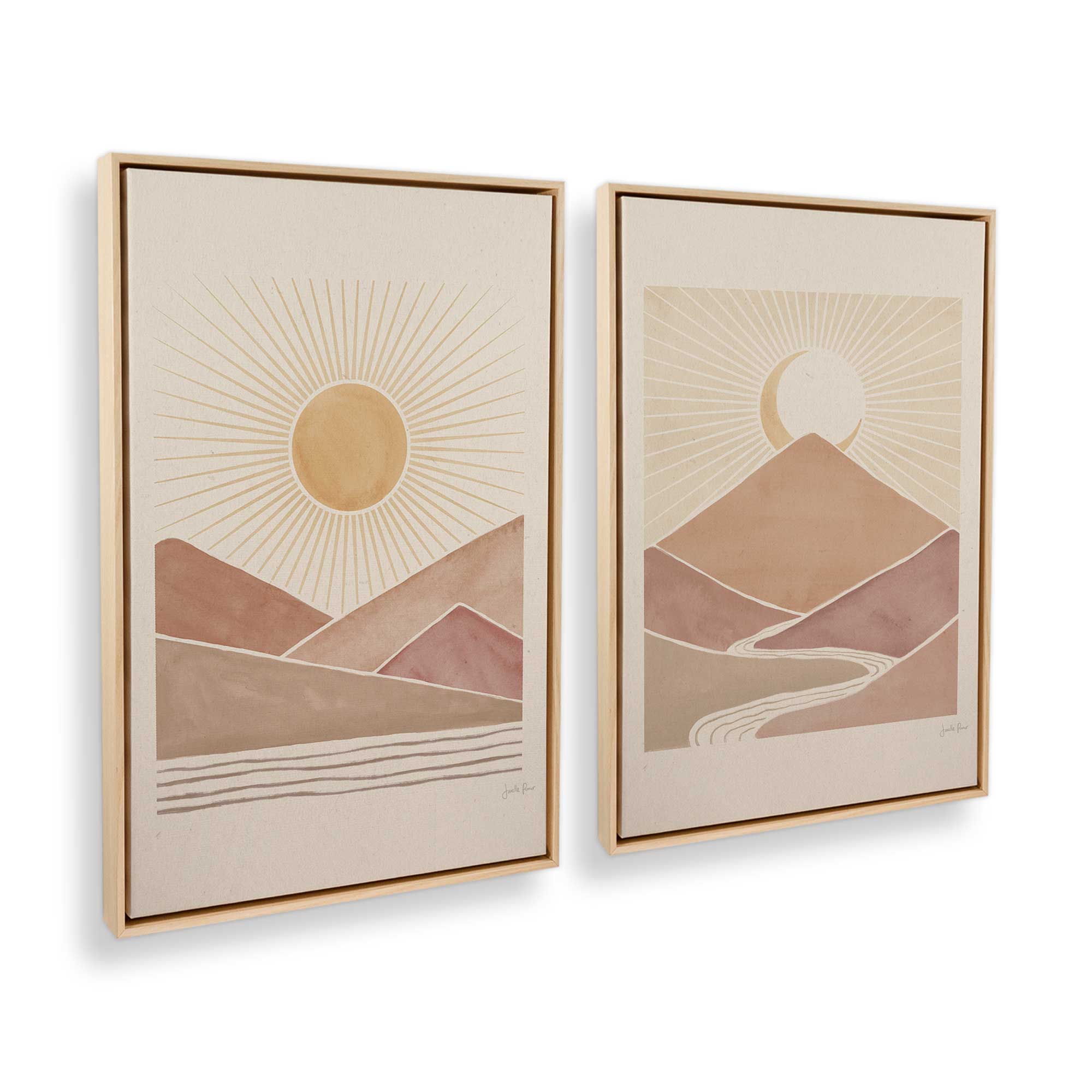 Desert Sunrise and Sunset Canvas Prints - Set of 2 Wall Art for Living Room, Bedroom & Office Decor
