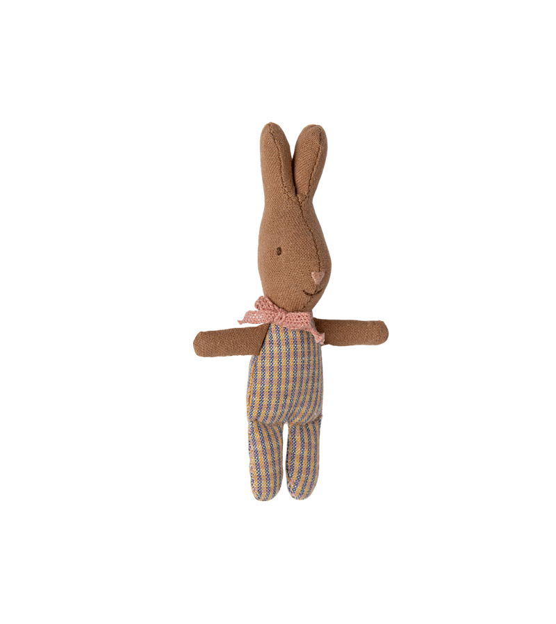 Maileg MY Baby Rose Blue Check Rabbit Plush Toy - Adorable Stuffed Animal for Kids, Nursery Decor & Gift for Baby Showers