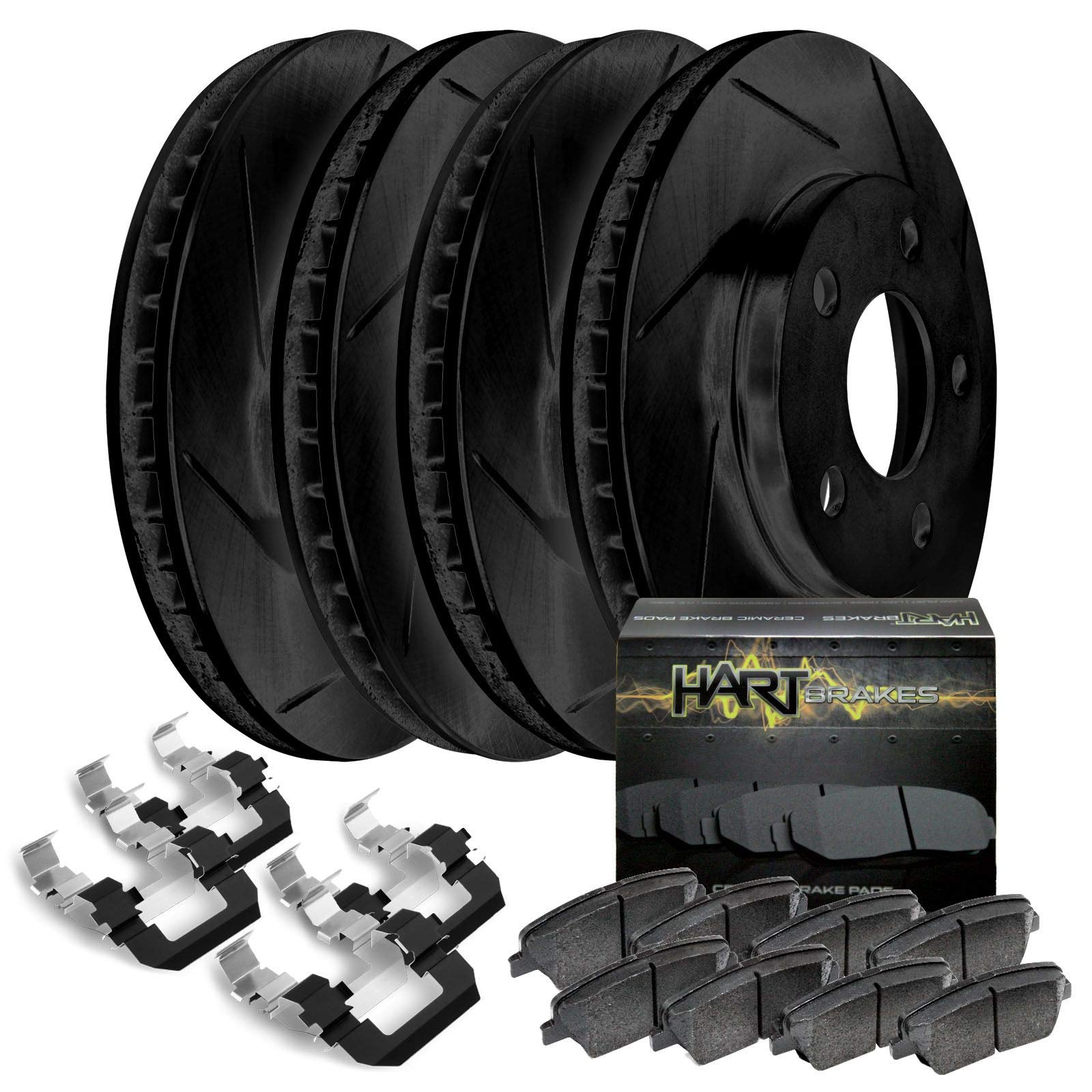 Premium Hart Brake Pads and Rotors Kit - Front & Rear Ceramic Brake Set for Smooth Stopping | Perfect for Trucks, SUVs, and Performance Cars | Enhanced Safety for Highway and City Driving