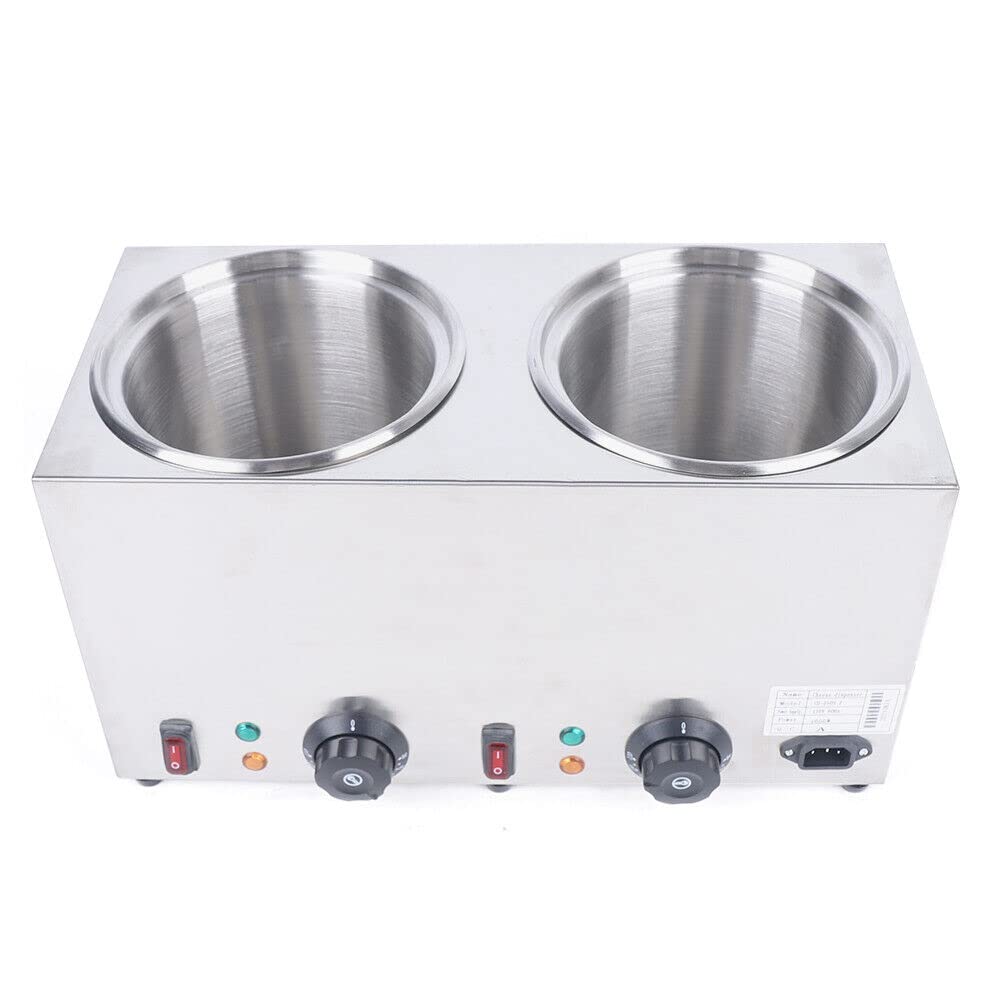 Commercial Electric Nacho Cheese Dispenser Warmer - 2X 2.1Qt Dual Hot Fudge Warmer with 1600W Power & 86-230℉ Adjustable Temperature - Perfect for Cheese Sauce, Caramel, Chocolate in Movie Theaters, Restaurants & Catering Events