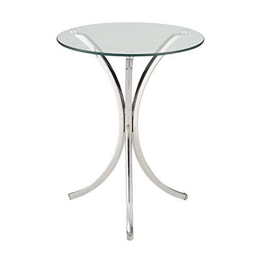 Chrome Glass Top End Table Set of 2 - Modern Side Table for Living Room, Bedroom & Office - Perfect for Coffee, Books & Decor