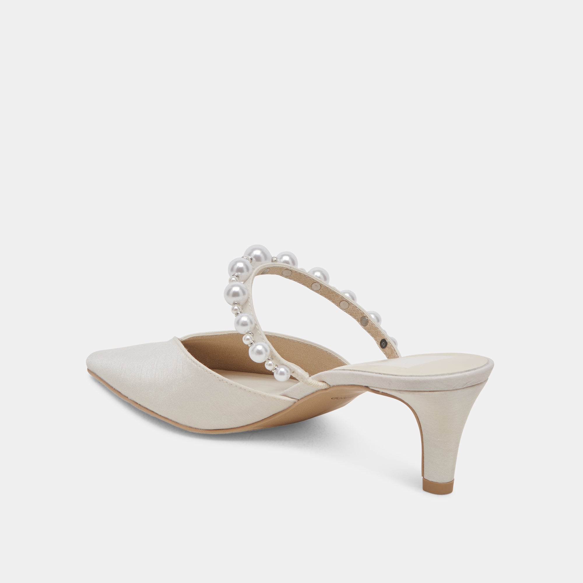KANIKA Pearl Mid Heels - Vanilla Pearl Embellished Women's Shoes for Weddings, Parties & Special Occasions