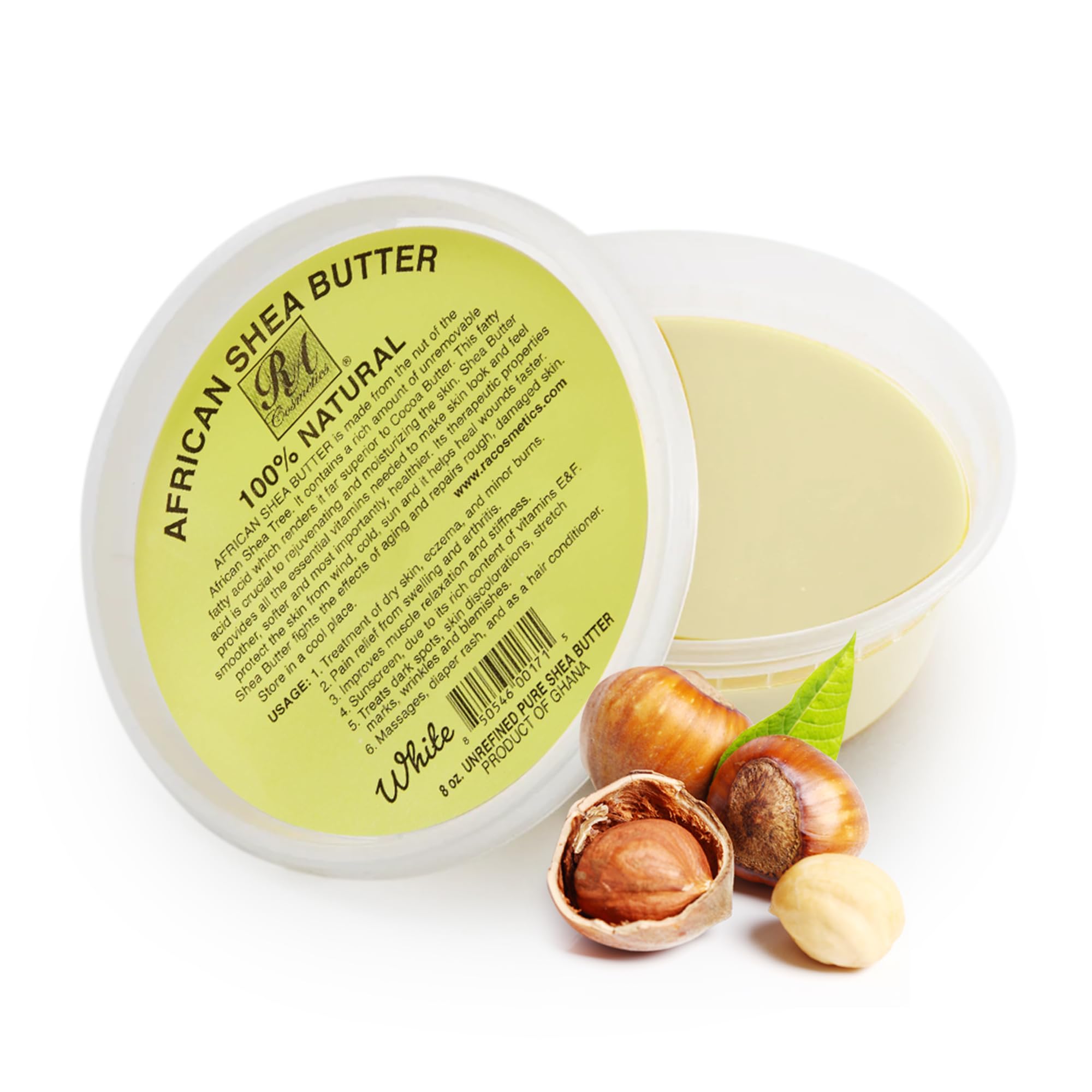 100% Pure Natural Shea Butter for Dry Skin - 8oz Ivory Body Butter from Ghana | Ultra-Rich Moisturizer for Radiant Skin, Stretch Marks, Wrinkles & Blemishes | Perfect for DIY Skincare, Massage & Hair Care