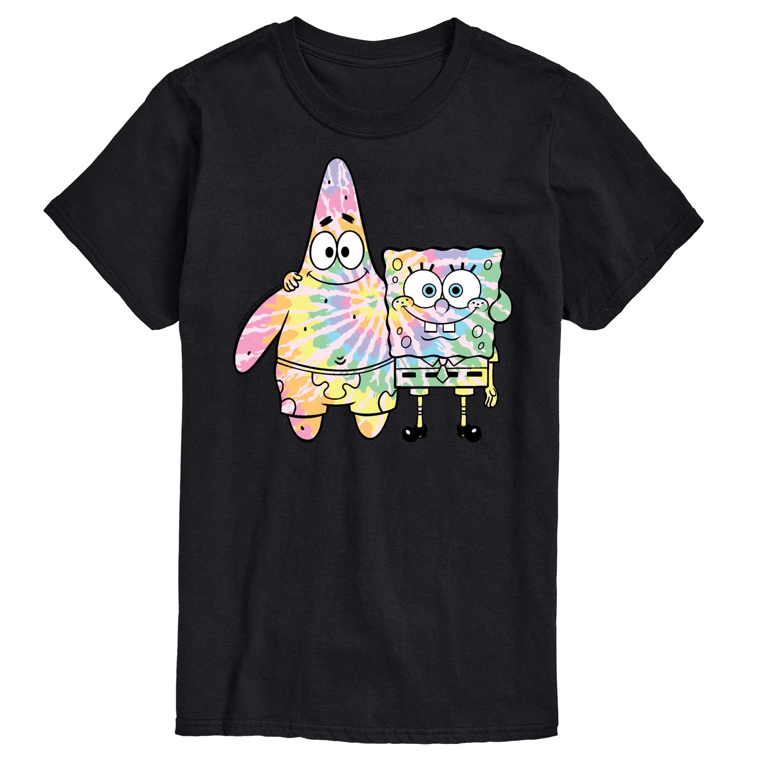 HYBRID APPAREL Spongebob Squarepants Tie Dye T-Shirt - Spongebob & Patrick Graphic Tee for Men - Casual Short Sleeve Cotton Shirt for Beach, Party & Everyday Wear