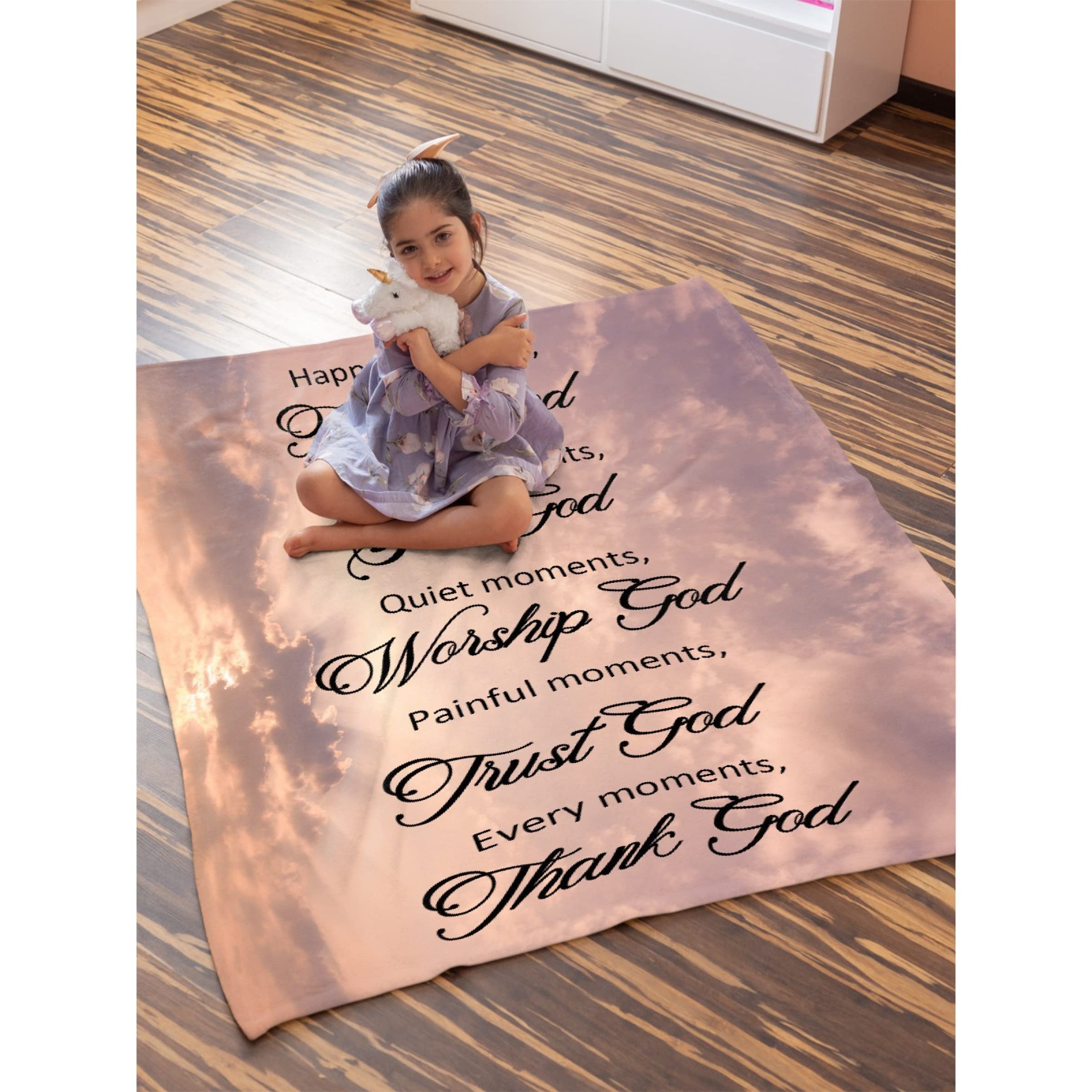 Christian Flannel Throw Blanket with Bible Verse from Luke - Ultra Soft, Lightweight & Inspirational - 120