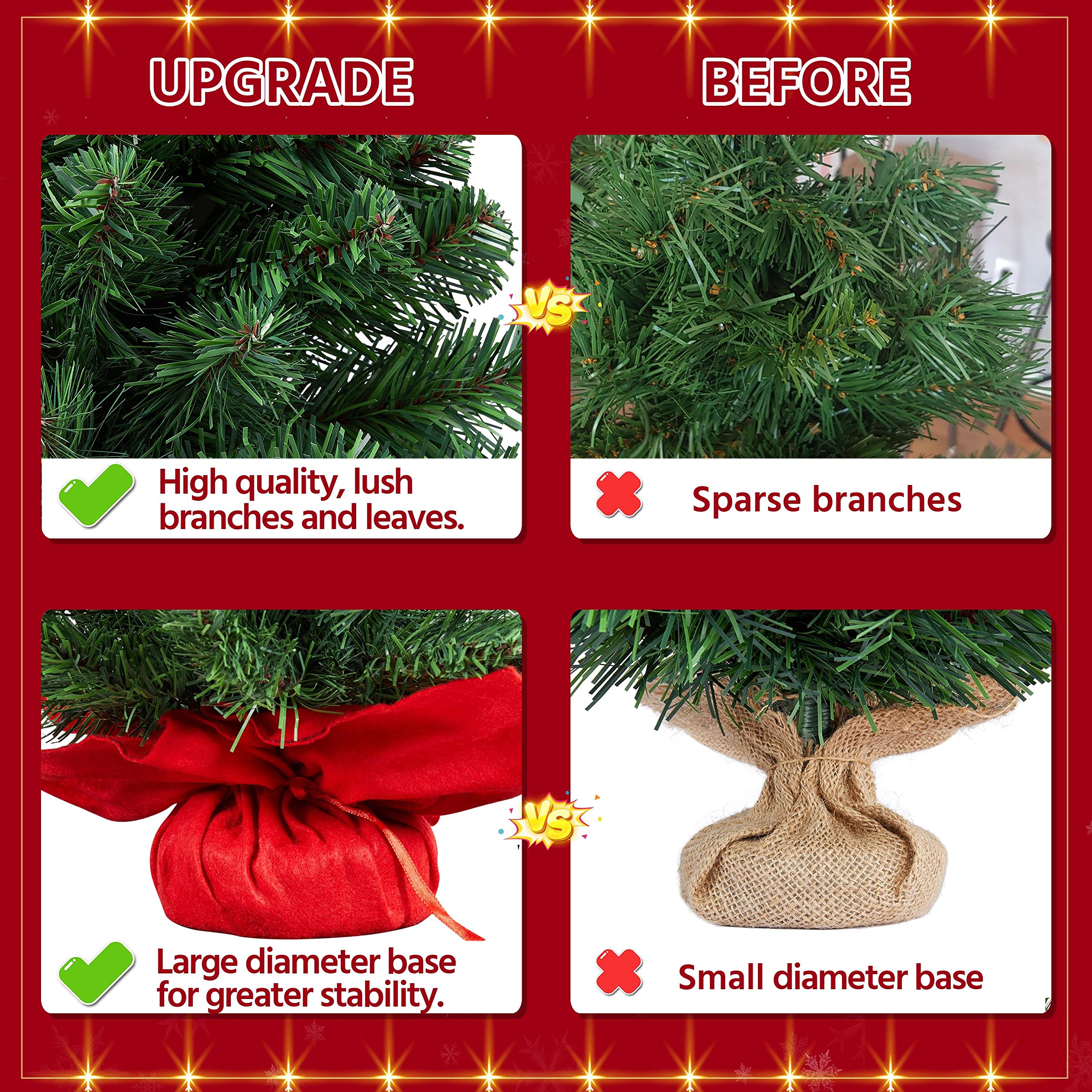 Yaheetech 24 Inch Mini Artificial Christmas Tree Set with Cloth Bag Base - 2 Pack Small Tabletop Xmas Trees for Home, Office, Bedroom, Desk, Porch & Coffee Table Decor - Perfect for Holiday, Christmas Party & Festive Decorations