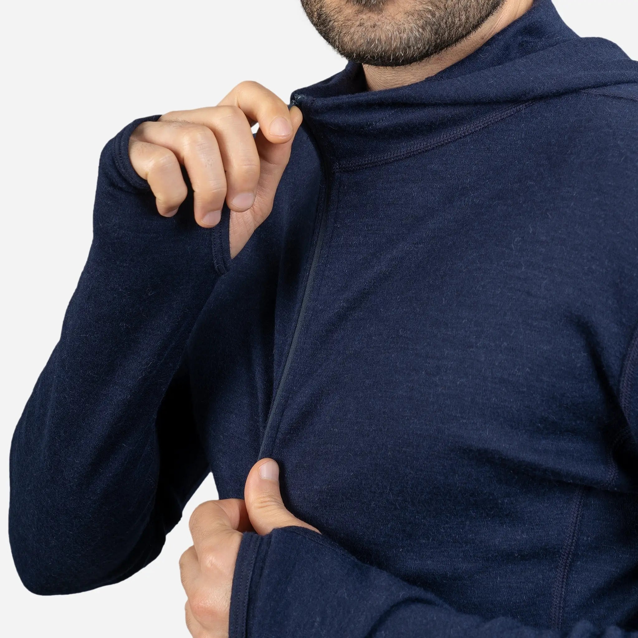 Men's Alpaca Wool Hoodie - 300 Lightweight Half Zip Pullover for Outdoor Hiking & Winter Travel | Soft Thermal Fleece Sweatshirt