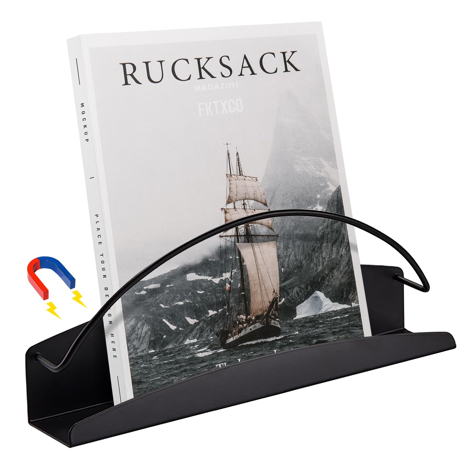 Magnetic File Holder & Organizer - Black Folder, Magazine, Paper, Mail & Book Holder for Whiteboard, File Cabinet, Refrigerator - Perfect for Office, Home & Kitchen Organization