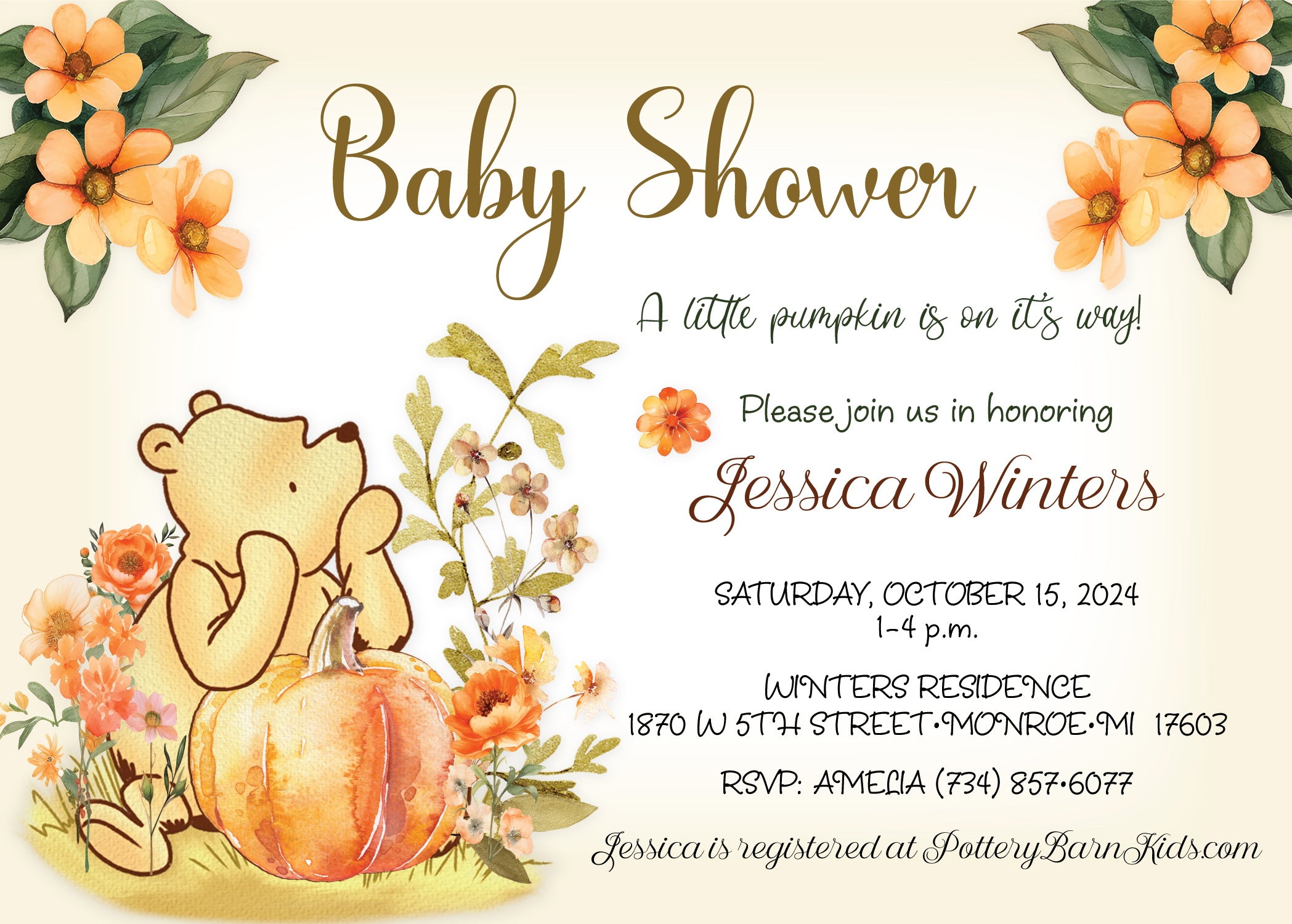 Little Pumpkin Winnie The Pooh Plush Toy - Cute Disney Baby Shower Gift & Nursery Decor for Kids