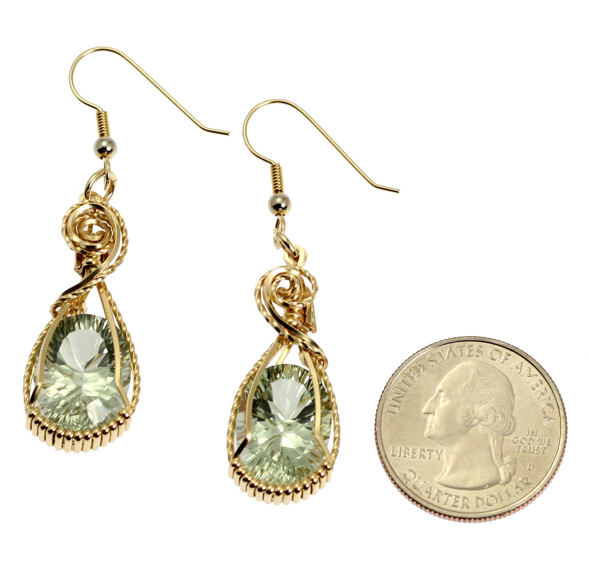 13.5 CT Brilliant Cut Green Amethyst 14K Gold Filled Earrings for Women - Dainty Stud Earrings, Gift for Her, Wedding, Anniversary & Everyday Wear