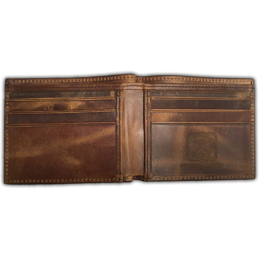 Twisted X Distressed Brown Bifold Wallet for Men - Genuine Leather Small RFID Blocking Slim Wallet - Perfect for Everyday Carry, Travel & Gifting