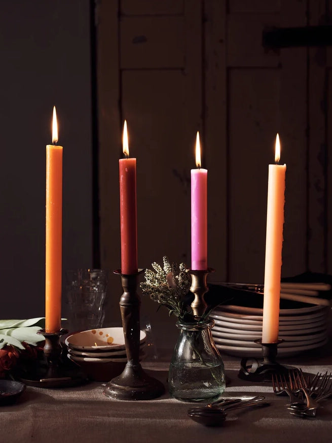 Elegant Peach Scented Dining Candles Set of 2 - Romantic Dinner Ambiance & Home Decor for Wedding, Anniversary & Special Occasions