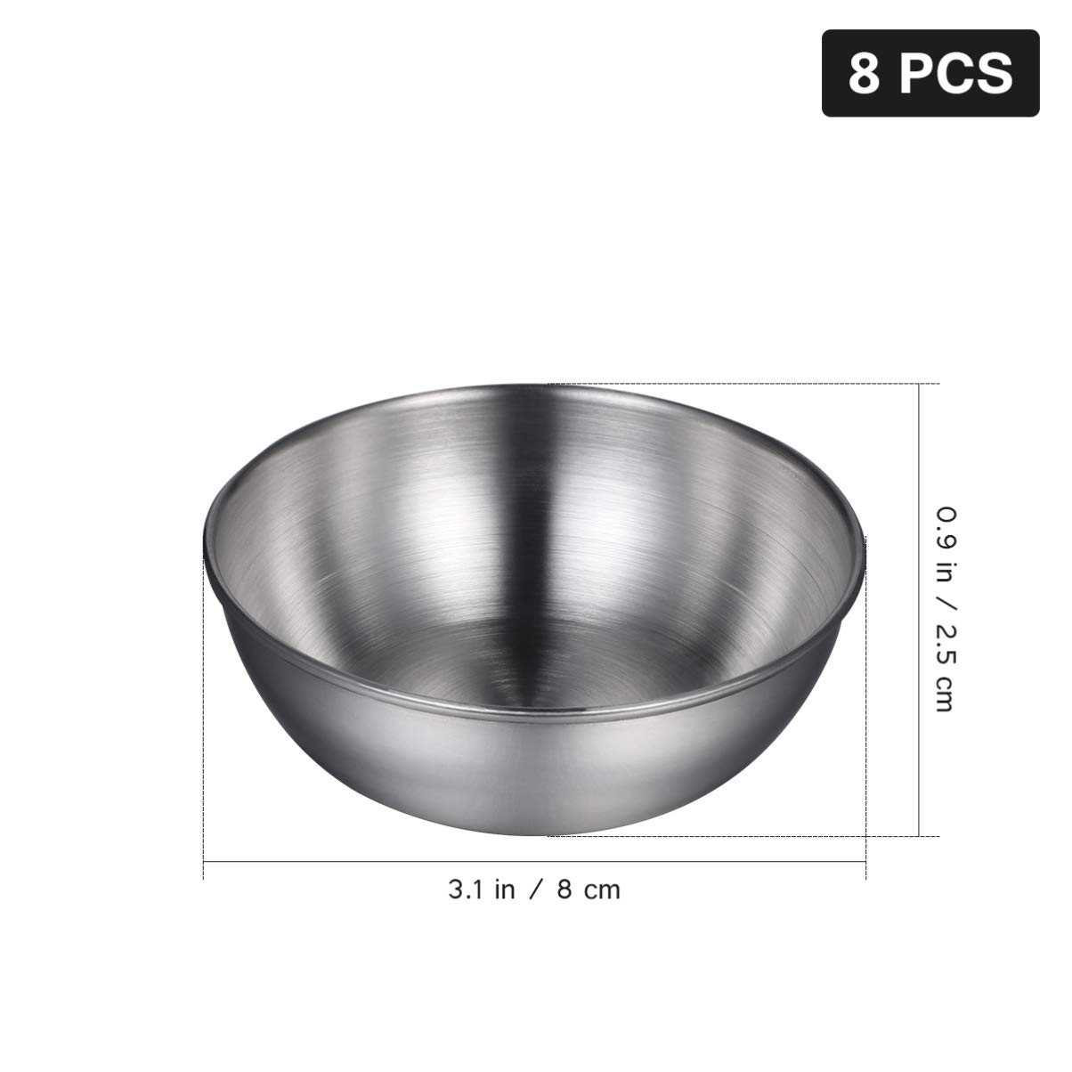 DOITOOL 8PCS Stainless Steel Sushi Dipping Bowls - 3.1 Inch Mini Appetizer Plates for Soy Sauce, Wasabi & Seasonings - Perfect for Sushi Restaurants, Home Dining & Japanese Cuisine