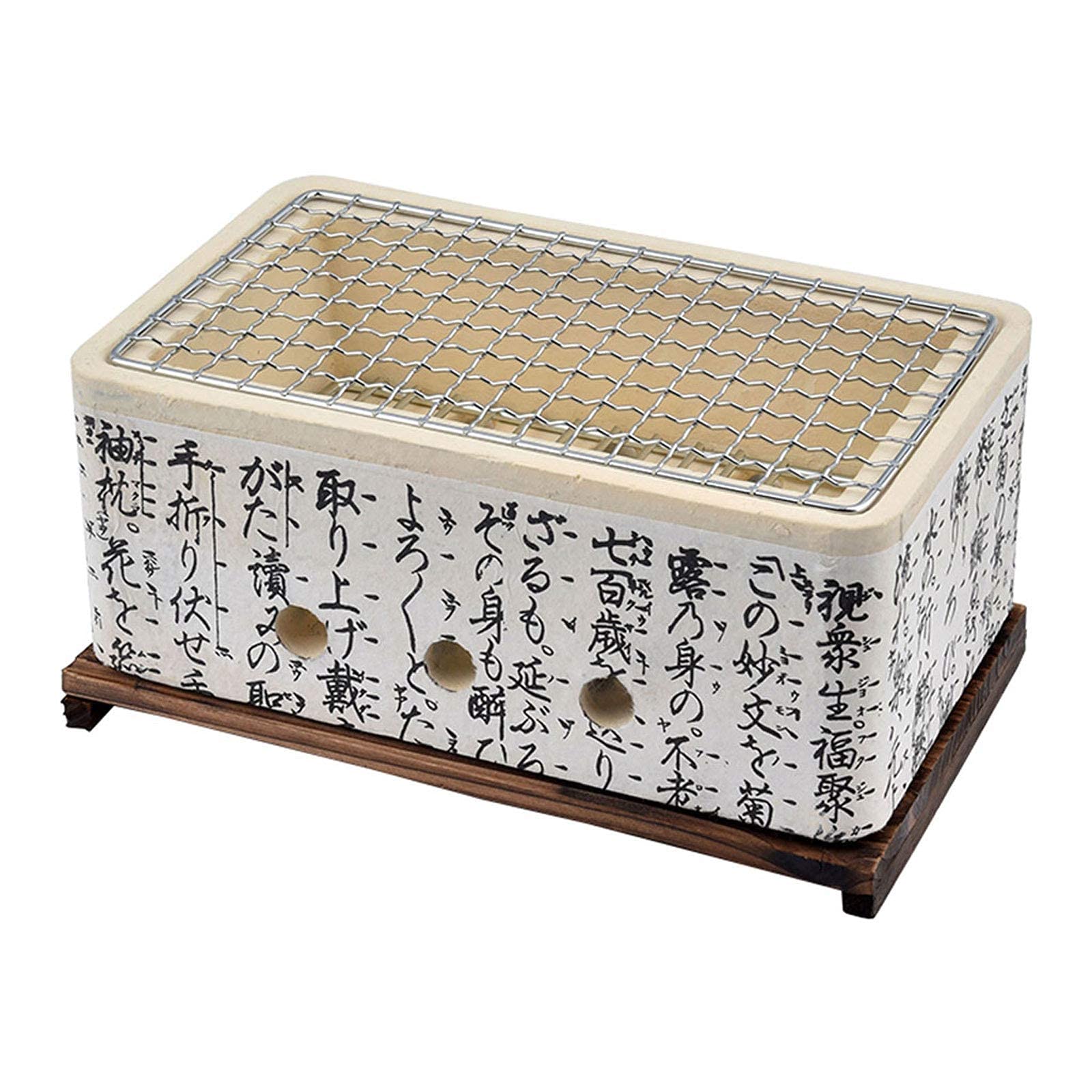 4-in-1 Japanese Ceramic Tabletop BBQ Grill - Mini Charcoal Grill & Stove for 2-3 People, Portable Outdoor Cooking (24x14.5x11cm) - Perfect for Camping, Picnics, Backyard Parties & Small Gatherings