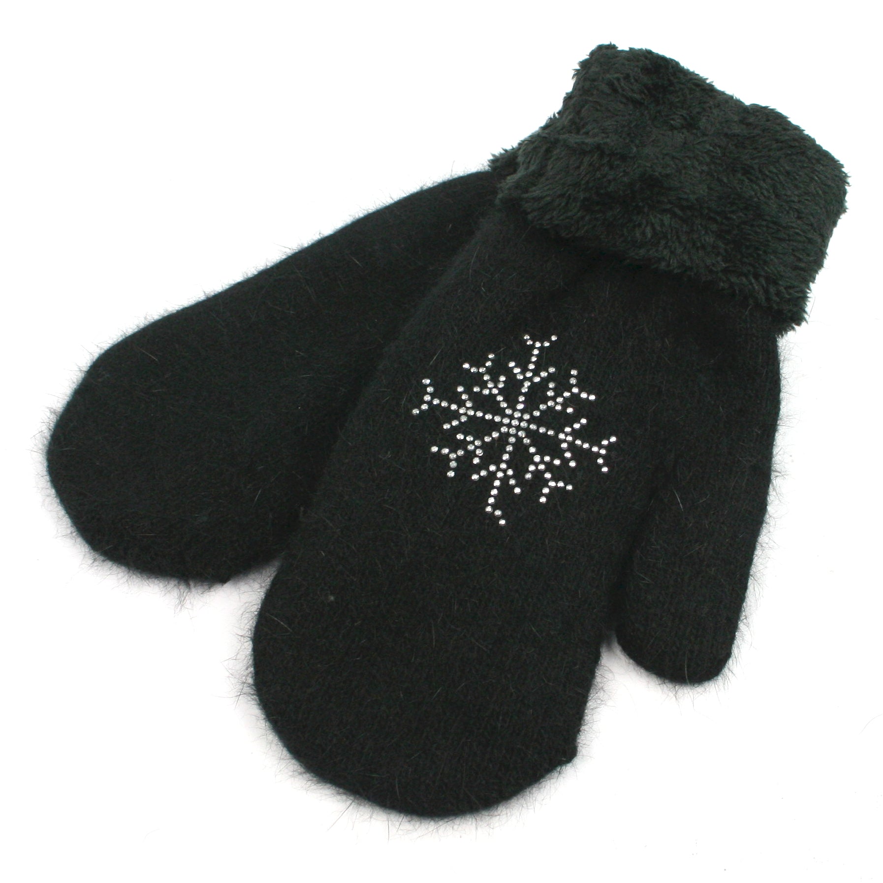 Black Snowflake Winter Gloves for Women & Men - Warm Knit Mittens for Skiing, Snowboarding & Outdoor Activities