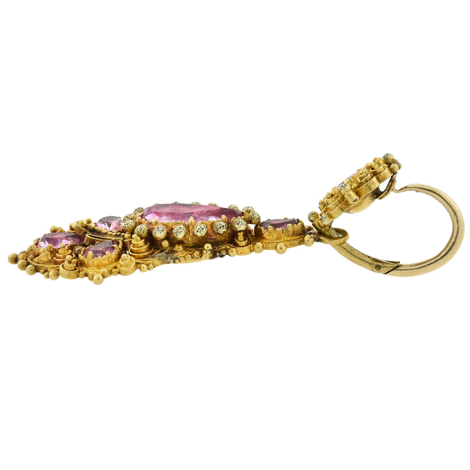 18K Gold Georgian Pink Topaz Necklace and Earrings Set - Rare Vintage Jewelry for Weddings, Parties & Special Occasions