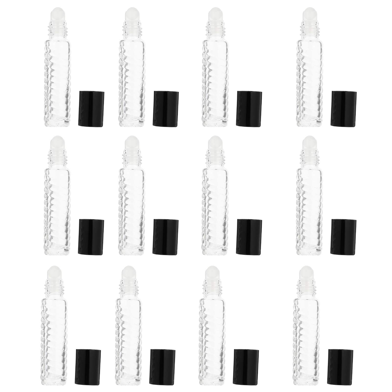 Healifty 12-Pack Essential Oil Roller Bottles with Lids - Leakproof Glass Roll-On Perfume & Aromatherapy Containers for DIY Blends, Travel, Home & Office Use
