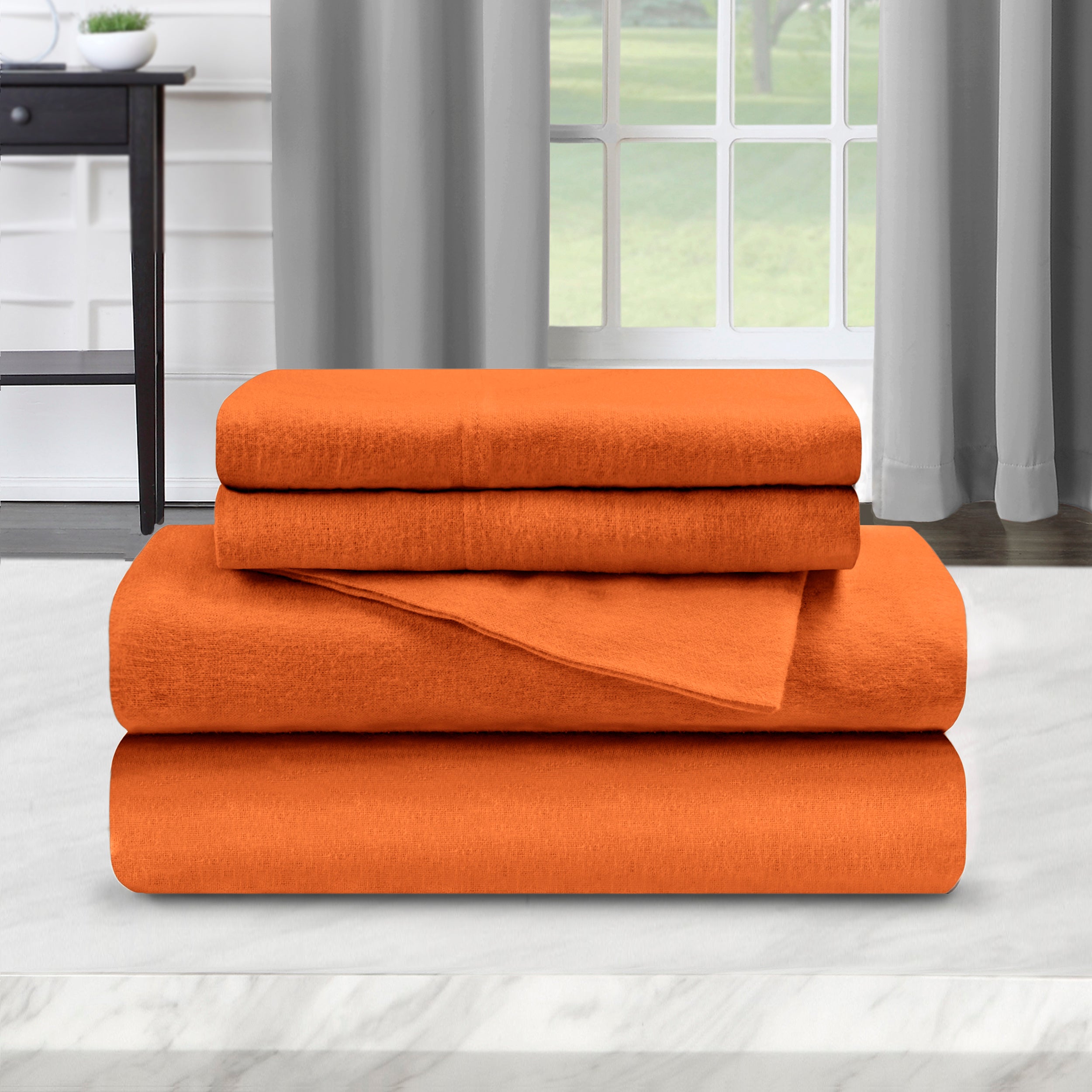 Premium Flannel Cotton Bed Sheet Set - Deep Pocket, Modern Solid Design - Perfect for Cozy Winter Nights & Home Decor