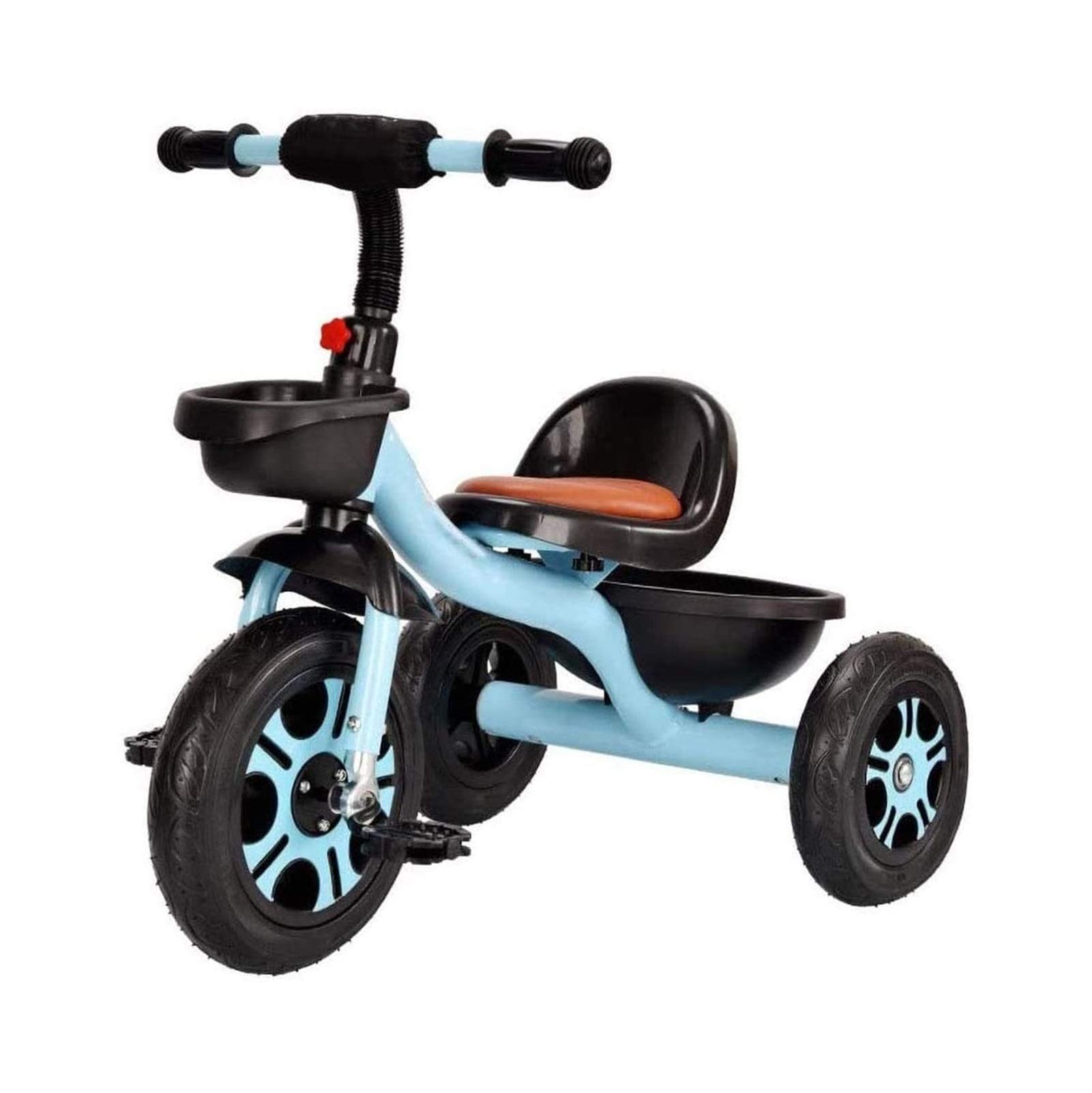 Foldable Toddler Tricycle for 3-6 Year Old Boys & Girls - Anti-Skid Pedal Scooter with Rear Basket - Blue Kids Outdoor Ride-On Toy for Park, Backyard & Neighborhood Fun
