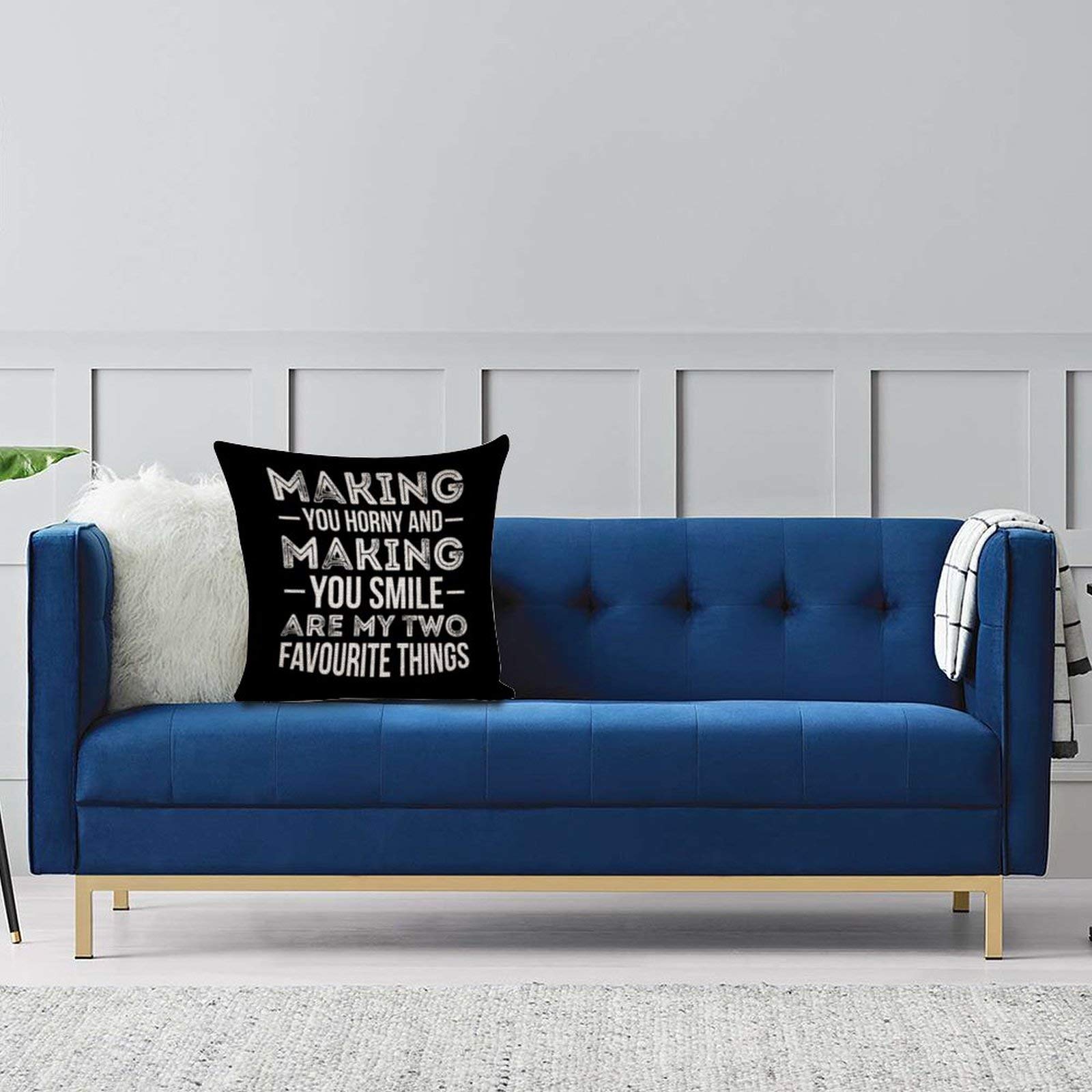 Funny Adult Quote Printed Square Pillow Cover - Invisible Zipper, Dirty Humor Couch Decor for Living Room & Bedroom