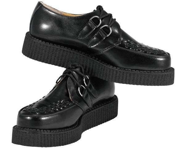 T.U.K Black Leather Viva Mondo Creeper Shoes - Punk Rock & Gothic Style for Women & Men - Perfect for Concerts, Nightclubs & Alternative Fashion
