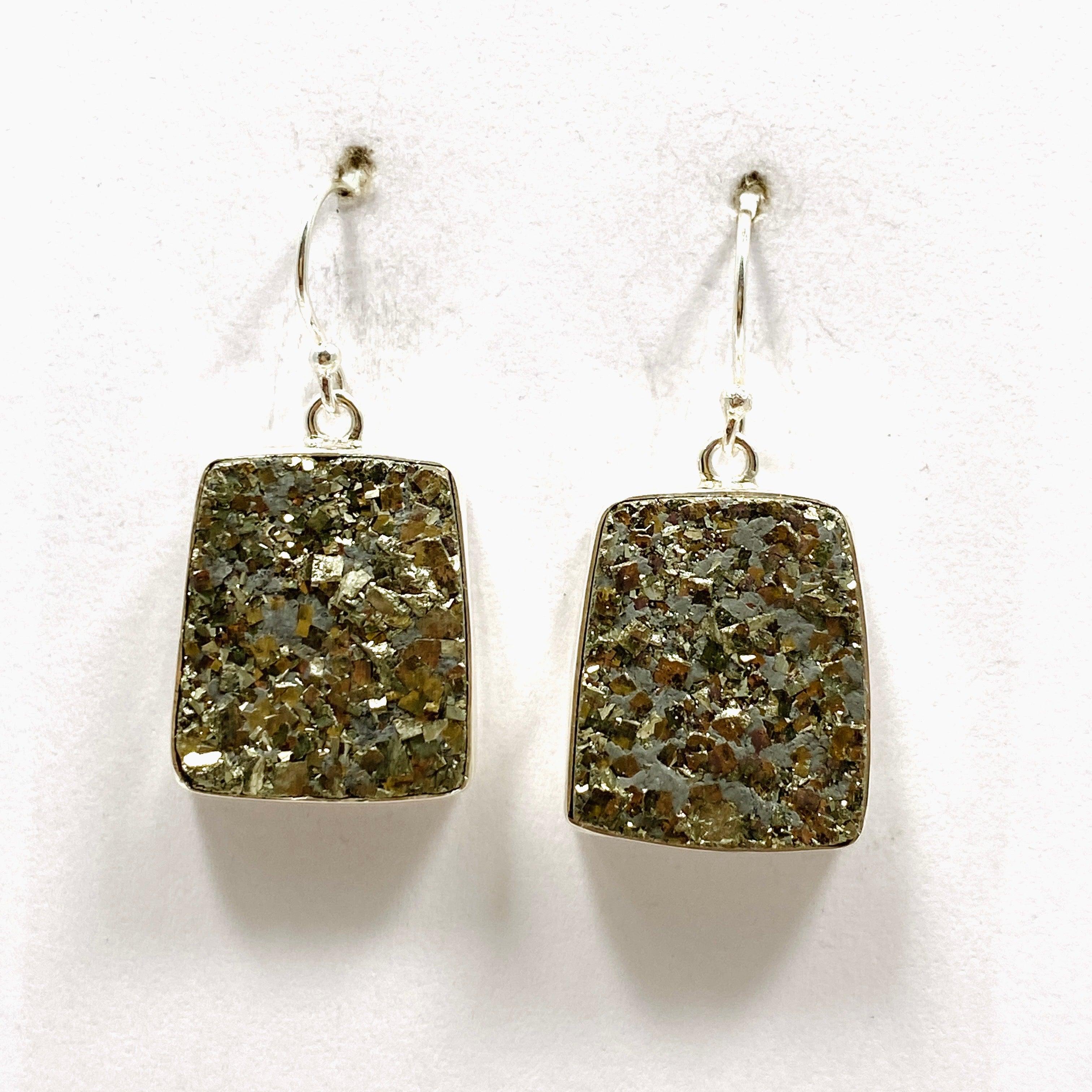 Natural Pyrite Raw Trapezoid Earrings for Women - Handmade Gemstone Jewelry KEGJ1442 - Perfect for Boho Style & Everyday Wear