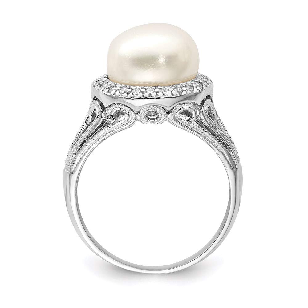 925 Sterling Silver White Freshwater Cultured Pearl & Cubic Zirconia Ring for Women - Elegant Fine Jewelry Gift for Her (10-11mm) | Perfect for Anniversaries, Weddings & Special Occasions