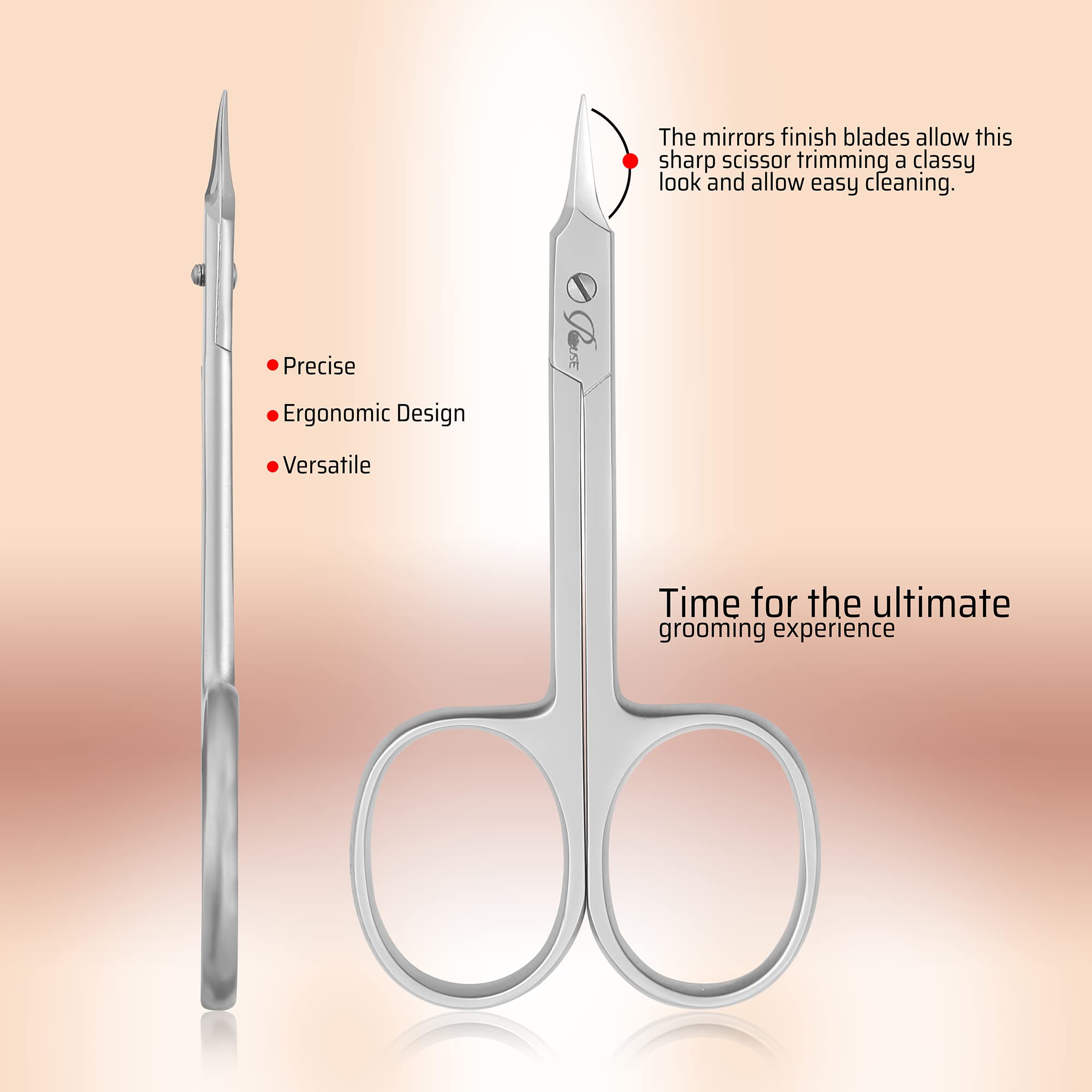 Professional Stainless Steel Cuticle Scissors - Eyebrow, Eyelash, Mustache & Beard Grooming Kit for Men & Women | Perfect for Manicure, Pedicure & Personal Care at Home or Salon | American Made