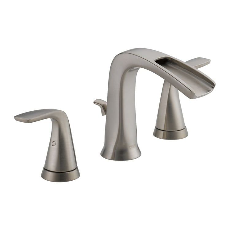 Delta Tolva 8 Inch Widespread 2-Handle Bathroom Faucet - Modern Waterfall Spout Design for Vanity Sinks, Powder Rooms & Guest Bathrooms