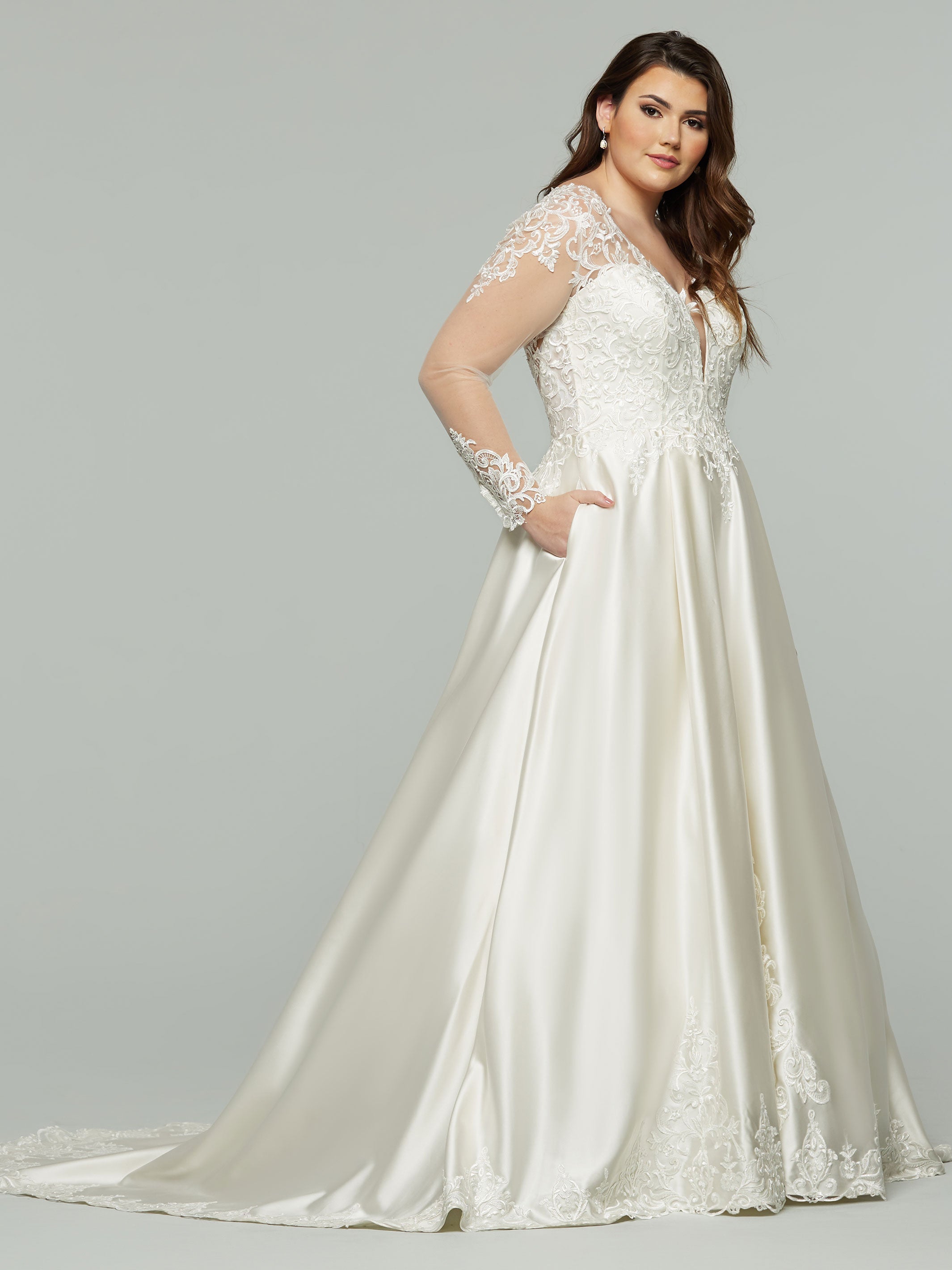 Elegant Estelle Long Sleeve Ball Gown Wedding Dress - Lace Bridal Gown for Church, Cathedral & Formal Weddings