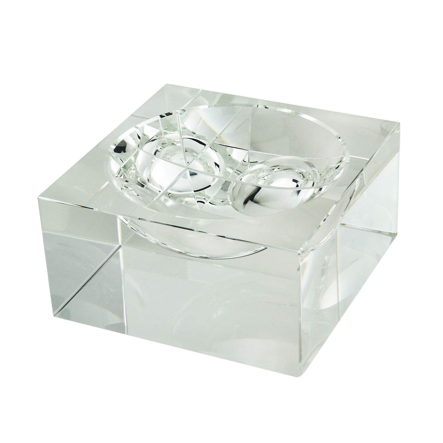 TIZO Elegant Clear Crystal Glass Bowl - 6 x 6 x 3 Inch Small Decorative Centerpiece for Dining Table, Wedding Decor, Fruit Display & Home Decor