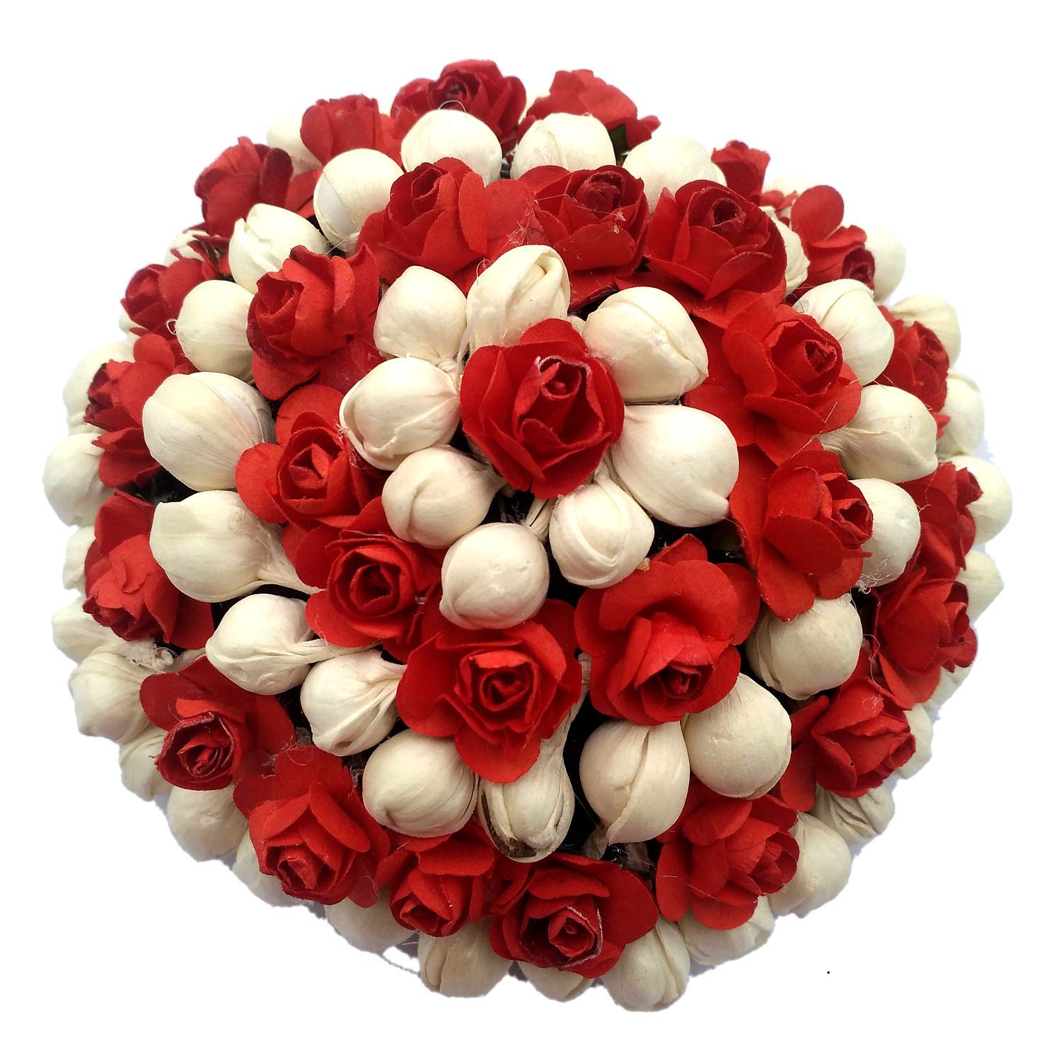 Maahal™ Elegant Maroon Flower Gajra Bun Maker with White Beads - Hair Accessory for Women (Pack of 1) | Perfect for Weddings, Parties & Special Occasions