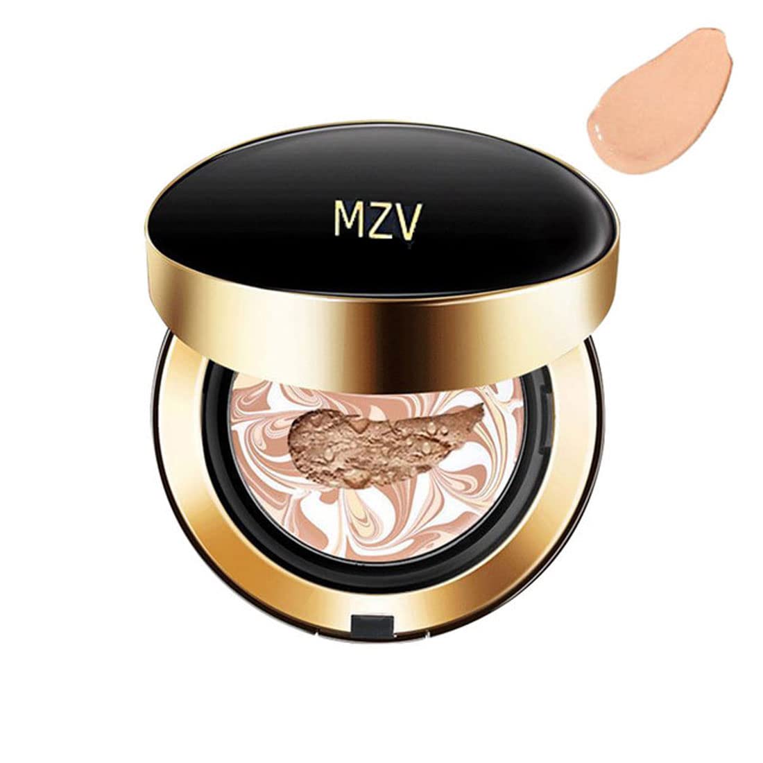 MZV Air Cushion BB Cream - Waterproof Foundation with Water Bead Technology, Tricolor Latte Concealer Cushion for Moisturizing & Brightening Skin | Evens Skin Tone, Lightweight 14g (#23 Natural) | Perfect for Daily Makeup, Touch-Ups & On-The-Go Beauty