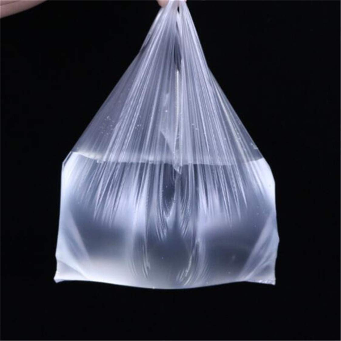 100Pcs Clear Plastic Bags with Handles - 15x26cm Reusable Shopping Tote Bags for Grocery, Retail & Party Favors | Durable Supermarket Carrier Bags for Stores, Boutiques & Gift Packaging