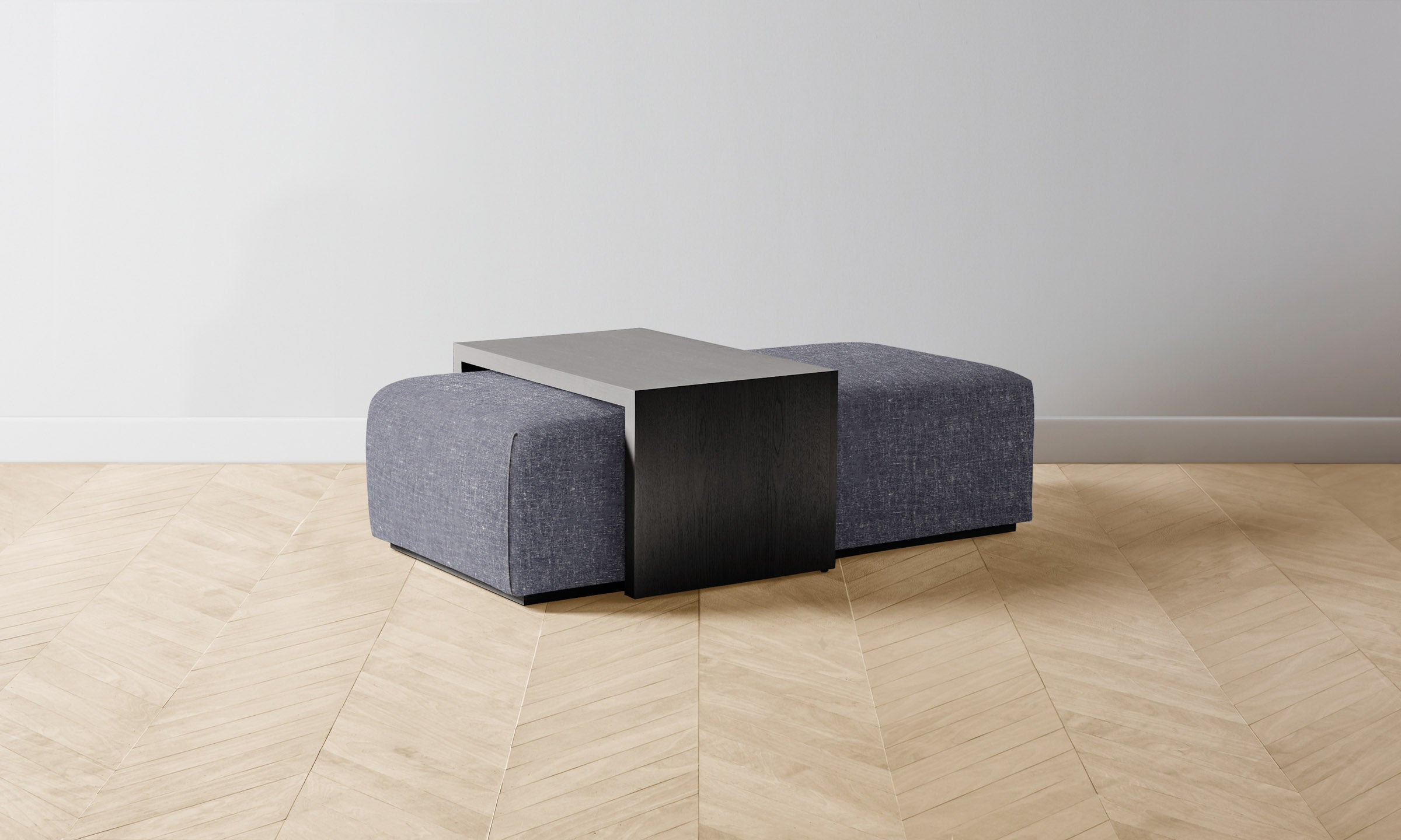 The Bowery Ottoman - Heritage Belgian Linen Lake Blue Storage Bench | Perfect for Living Room, Bedroom & Entryway Seating
