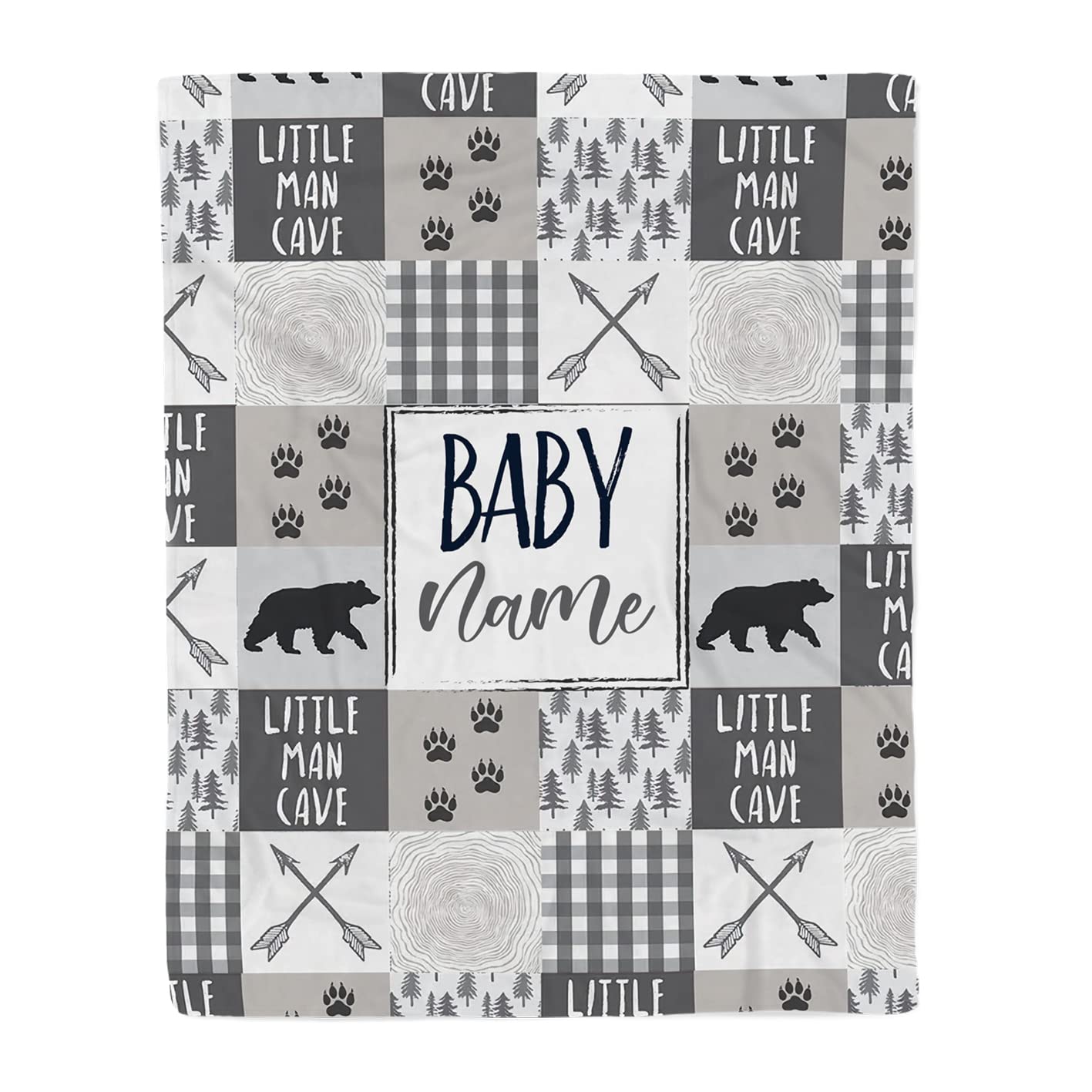 Personalized Baby Bear Blanket - Fleece & Custom Name for Boys - Nursery & Gift