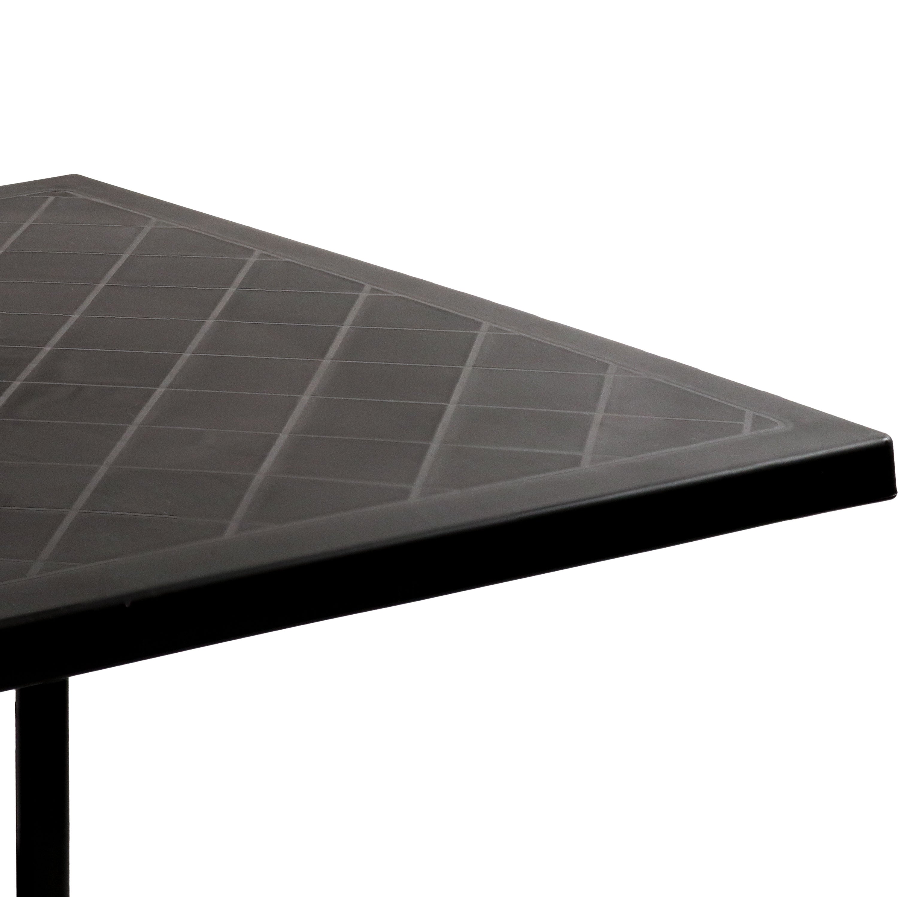 Black Sunnydaze Square Folding Patio Dining Table with Sturdy Iron Legs - Perfect for Outdoor Entertaining, Small Balconies & Backyard BBQs