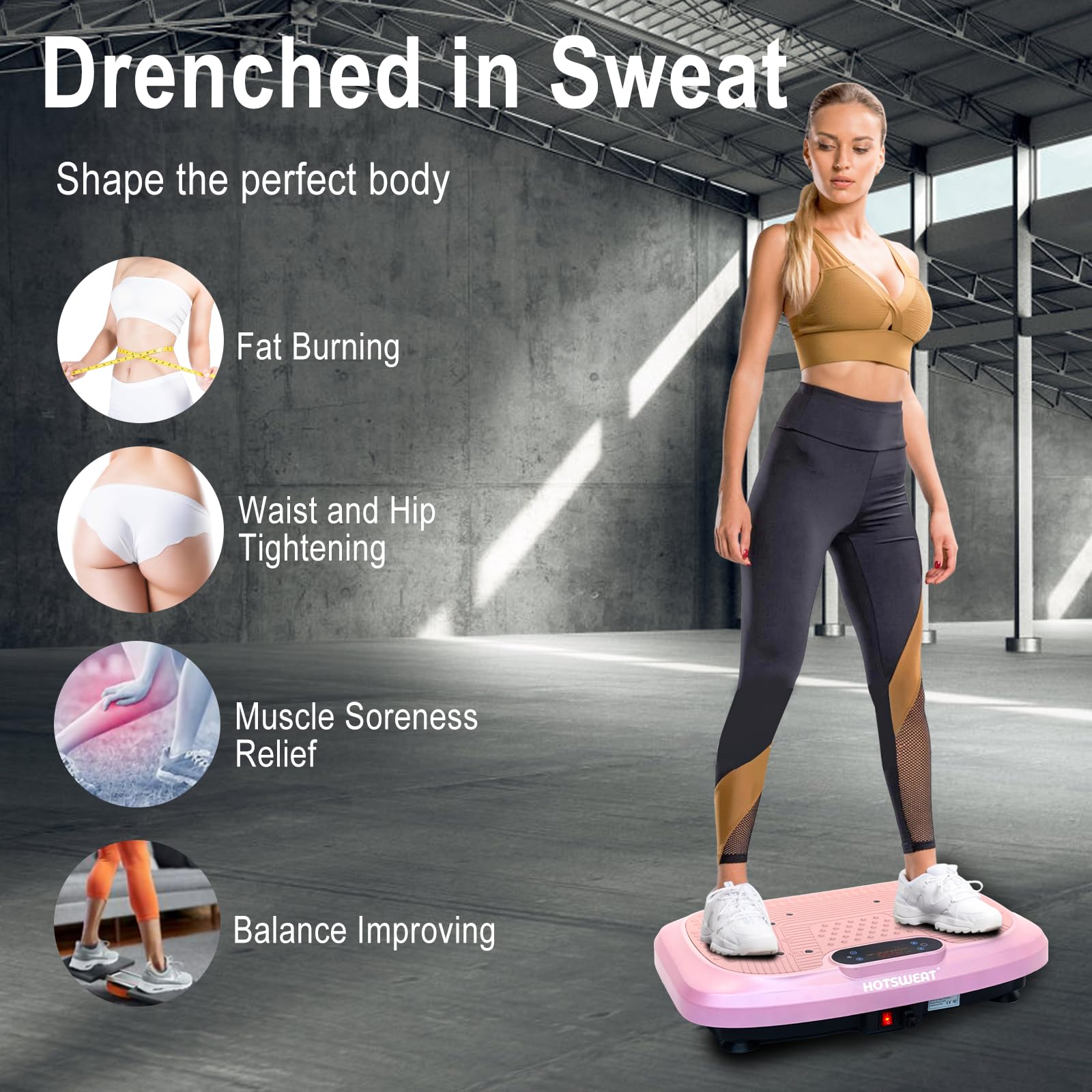 Vibration Plate Exercise Machine for Lymphatic Drainage & Weight Loss - Power Plate Vibrating Platform with 120 Intensity Levels - Home Gym Workout Equipment for Toning, Circulation & Relaxation - Perfect for Post-Workout Recovery & Fitness Training