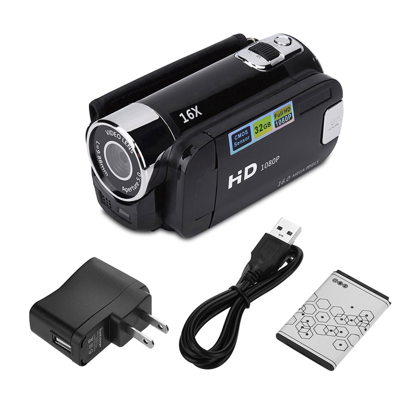 4K HD Video Camera with 16X Zoom & Rotating Screen - Digital Camcorder for Vlogging, YouTube, Travel & Home Movies (US Stock) - Perfect for Vloggers, Travelers & Family Events (Red/Black Options)