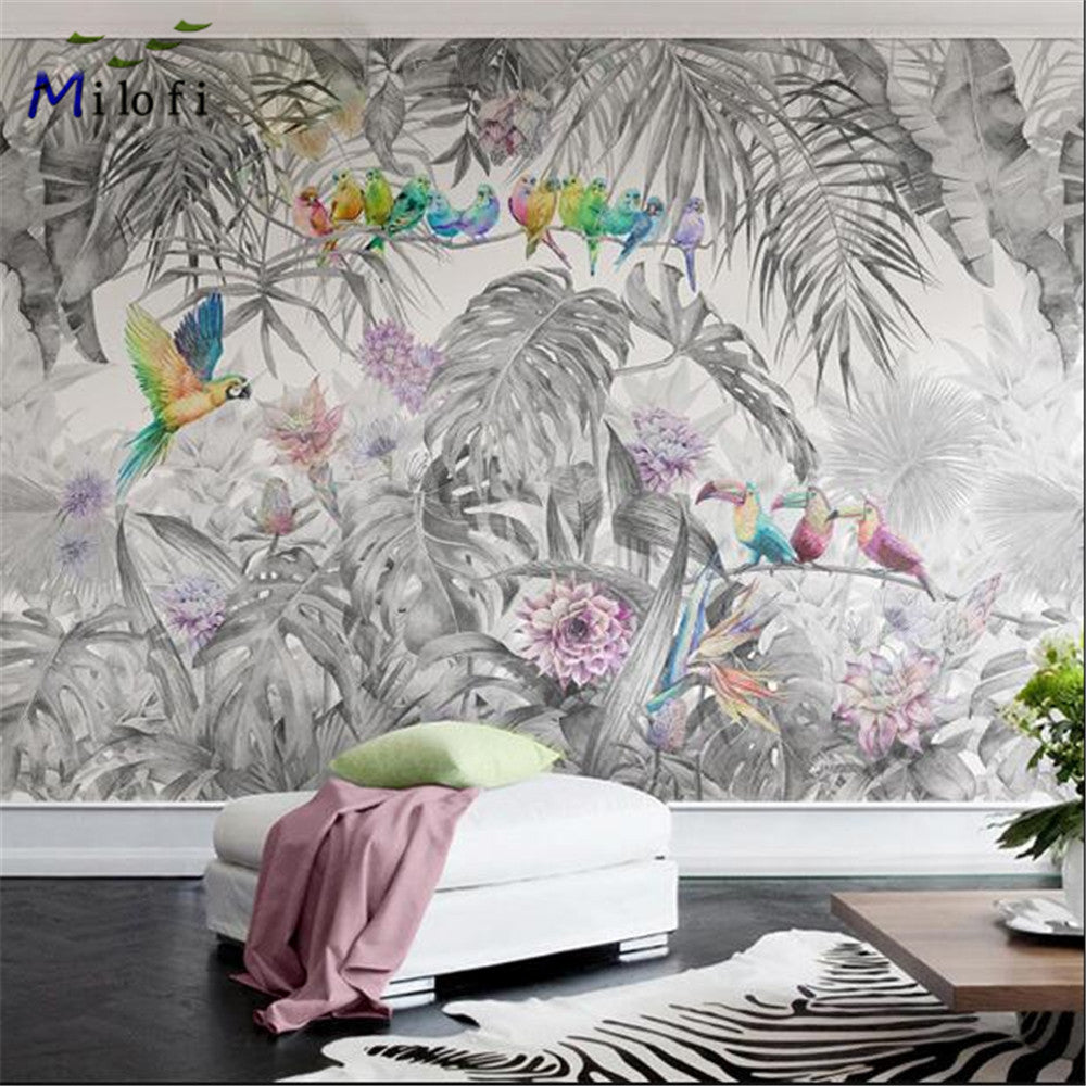Colorful Parrot Paradise Wallpaper - Tropical Bird Themed Peel and Stick Wallpaper for Home Decor, Nursery, Kids Room & Office - Easy to Install & Removable