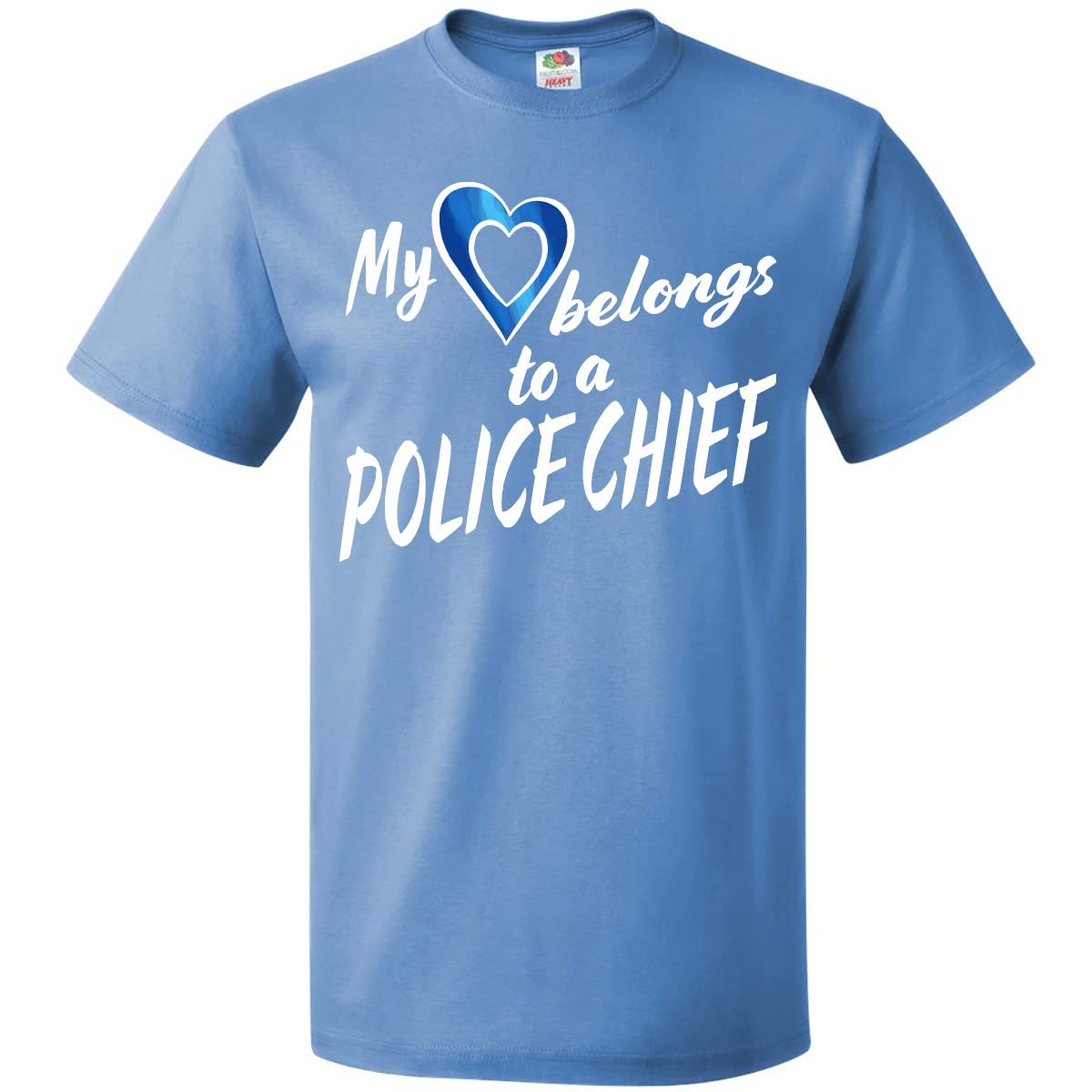 Inktastic My Heart Belongs to a Police Chief Blue Heart Graphic T-Shirt - Perfect for Law Enforcement Appreciation & Family Gifts