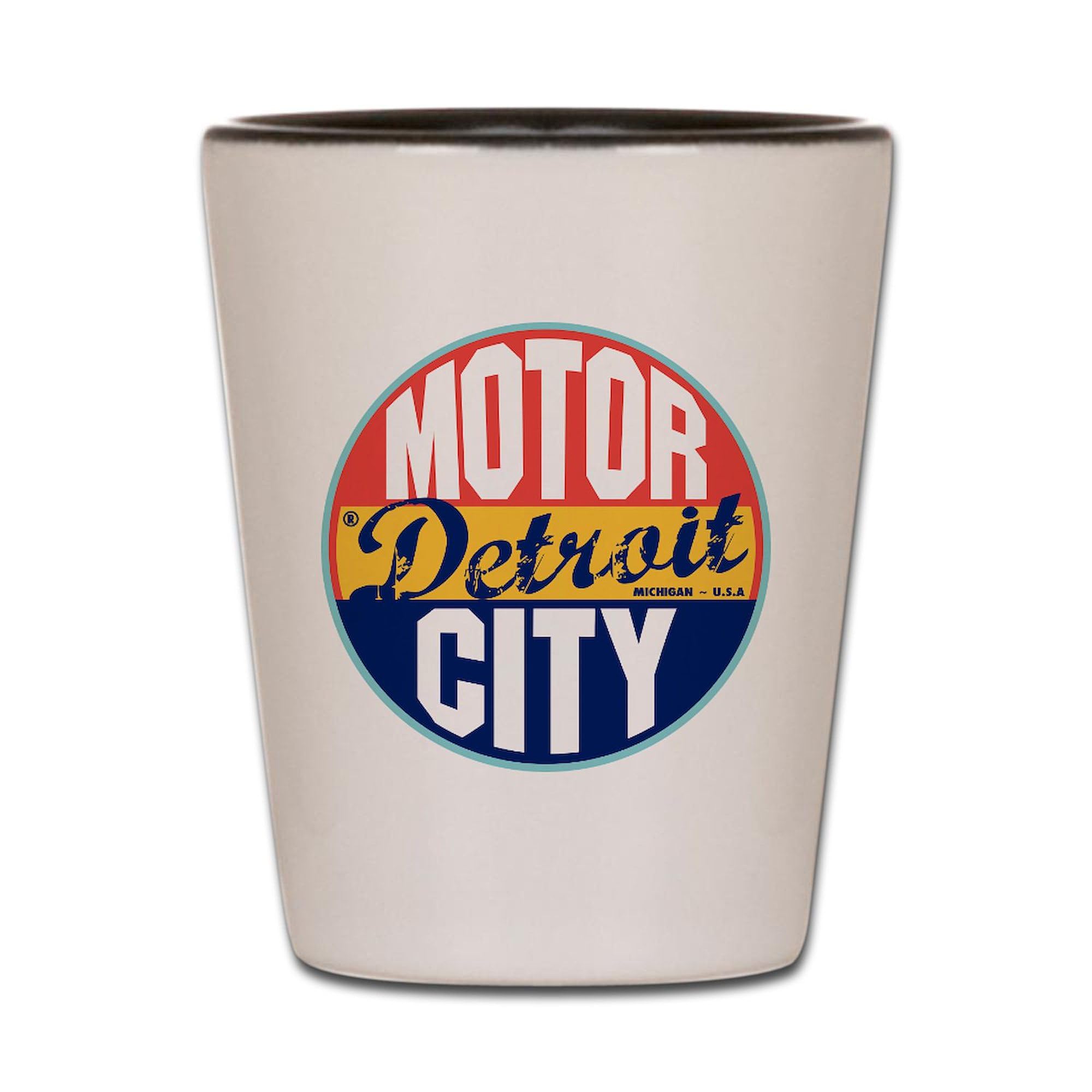 Detroit Vintage Label Shot Glass - Unique & Funny Barware Gift for Whiskey, Bourbon, Tequila Lovers - Perfect for Parties, Home Bars & Collectors