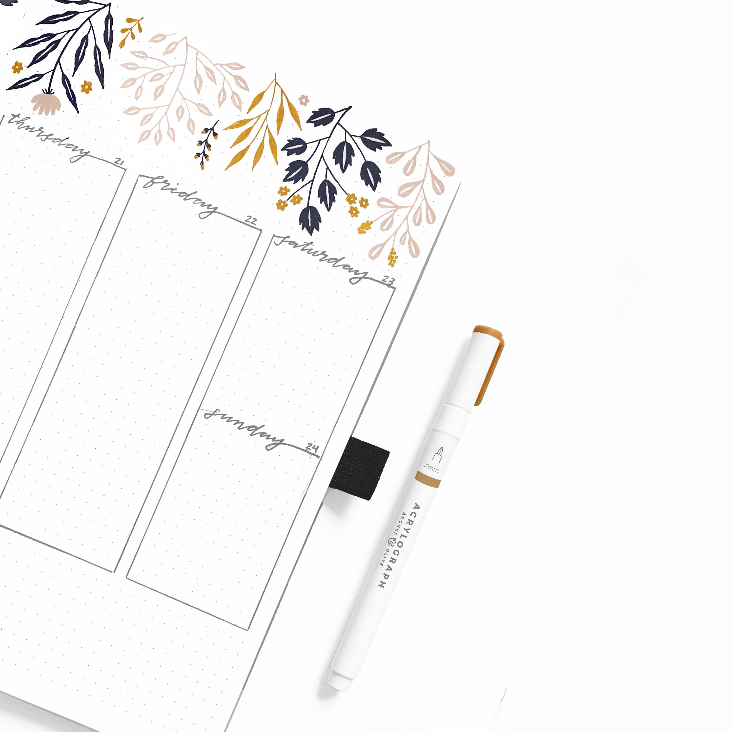 Acrylograph Pens Primary Selection - 3.0 mm Tip Fine Point Markers for Bullet Journaling, Calligraphy & Art by Archer & Olive | Perfect for Scrapbooking, Planner Decorating & Hand Lettering