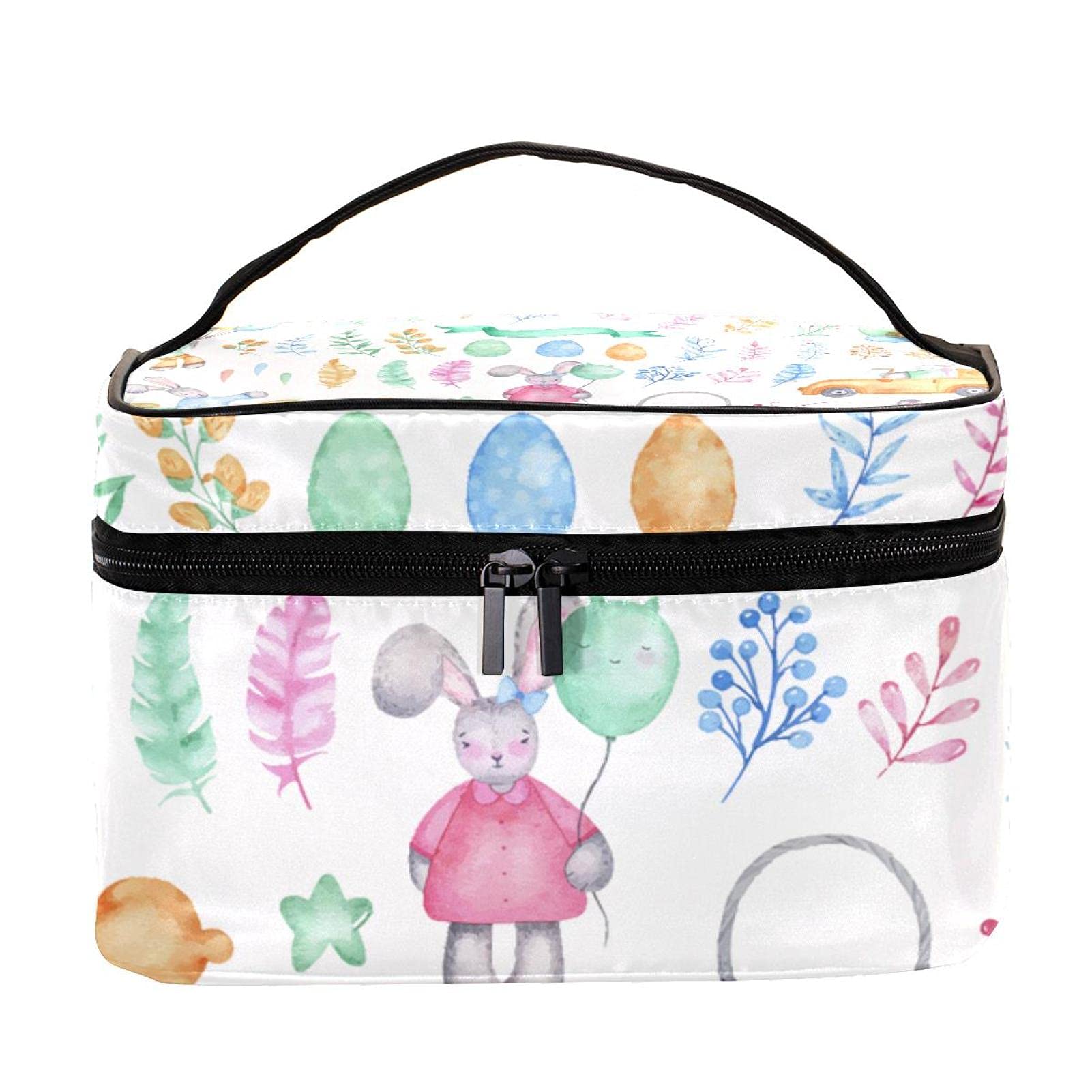 Easter Bunny Watercolor Travel Makeup Bag - Large Cosmetic Organizer with Zipper for Women & Girls | Perfect for Toiletries, Makeup Storage & Travel Essentials