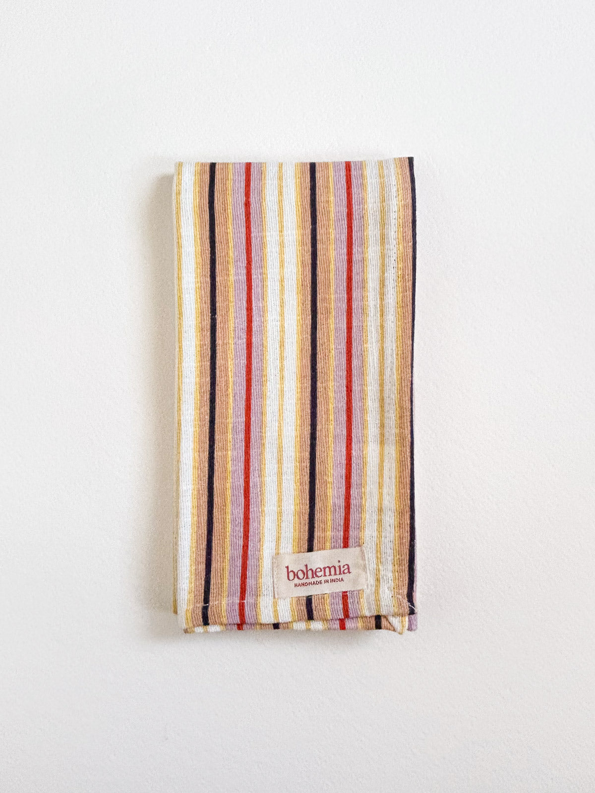 Jaipur Stripe Tea Towel Set - 100% Cotton Kitchen Towels with Tutti Frutti Pattern - Absorbent & Durable for Dish Drying, Hand Wiping & Home Decor