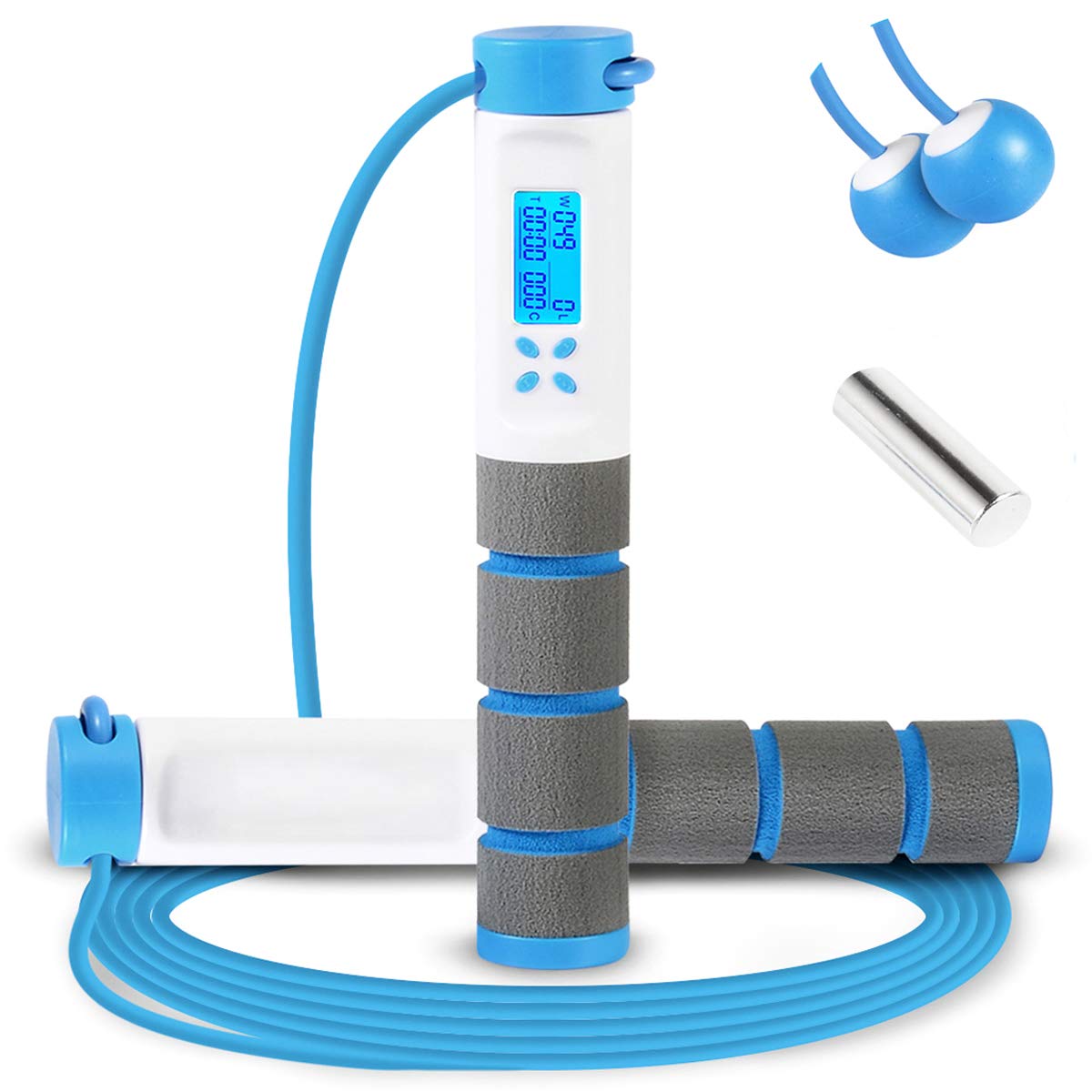 Digital Weighted Jump Rope with Calorie Counter - Adjustable Speed Skipping Rope for Fitness Training | Workout Equipment for Men, Women & Kids | Perfect for Home Gym, Cardio Exercise & Weight Loss
