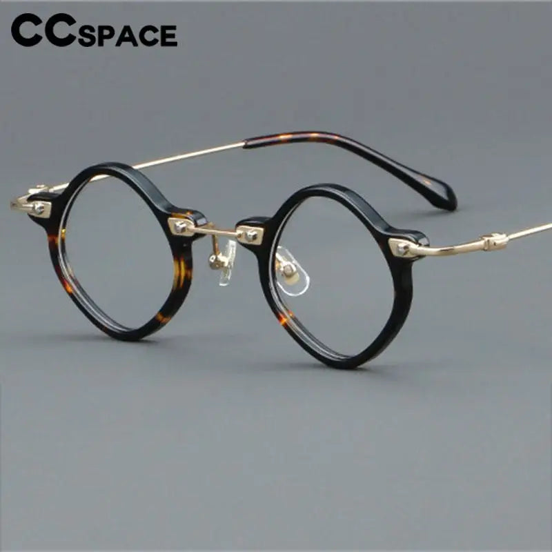 CCspace Women's Full Rim Round Acetate Alloy Eyeglasses 57170 - Stylish & Lightweight Reading Glasses for Work, Reading & Everyday Use